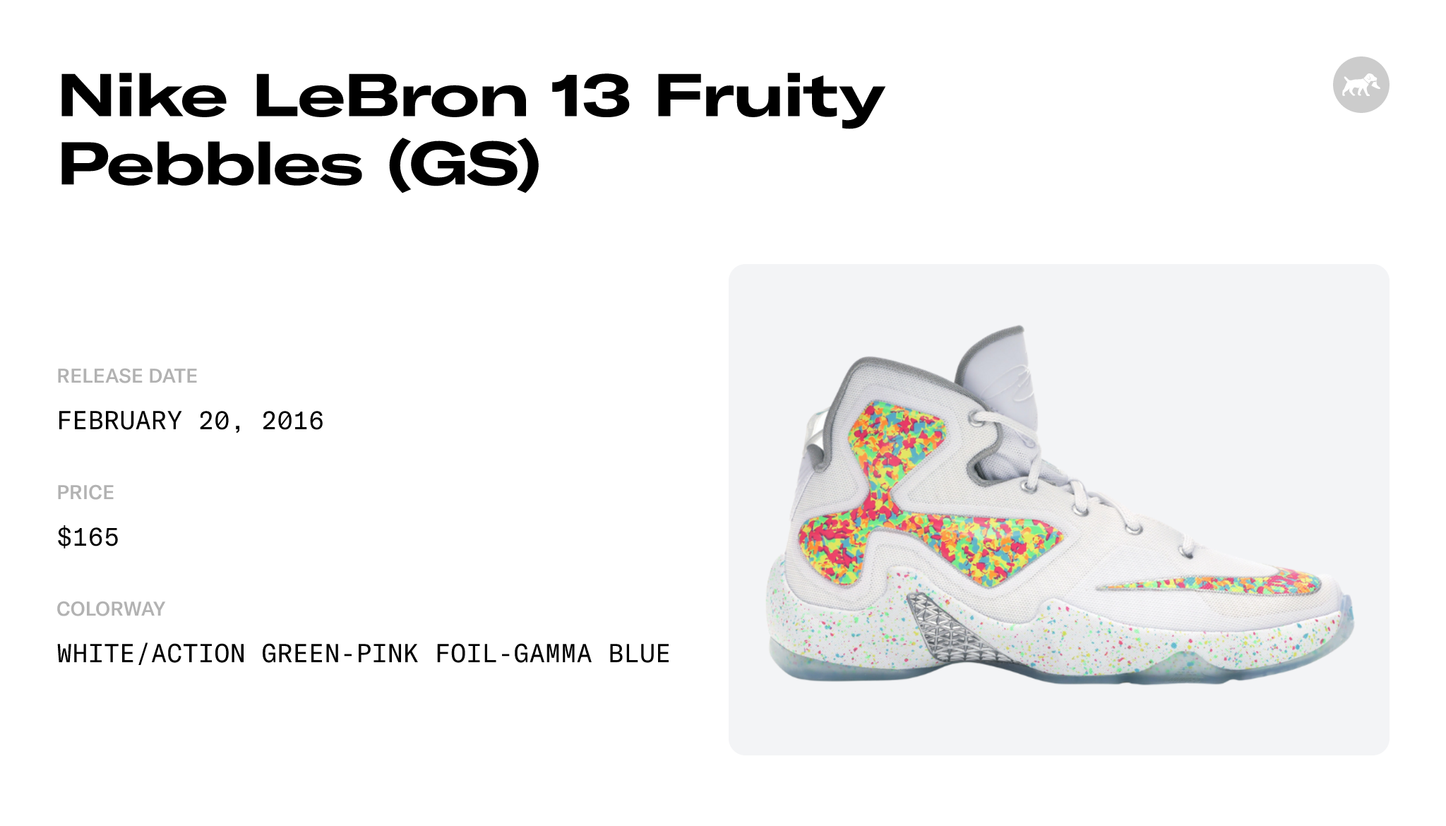 Nike LeBron 13 Fruity Pebbles (GS) - 846222-100 Raffles and Release Date