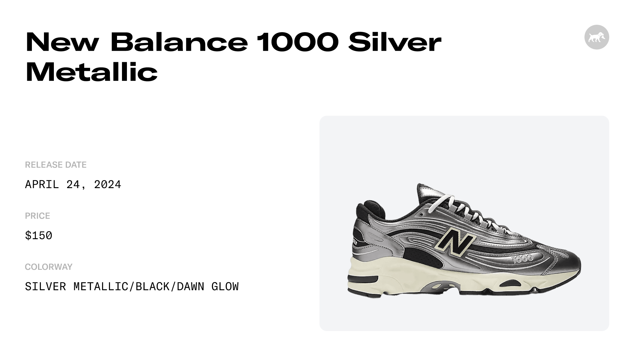 【New Balance】 1000 Silver Metalic Raincloud 