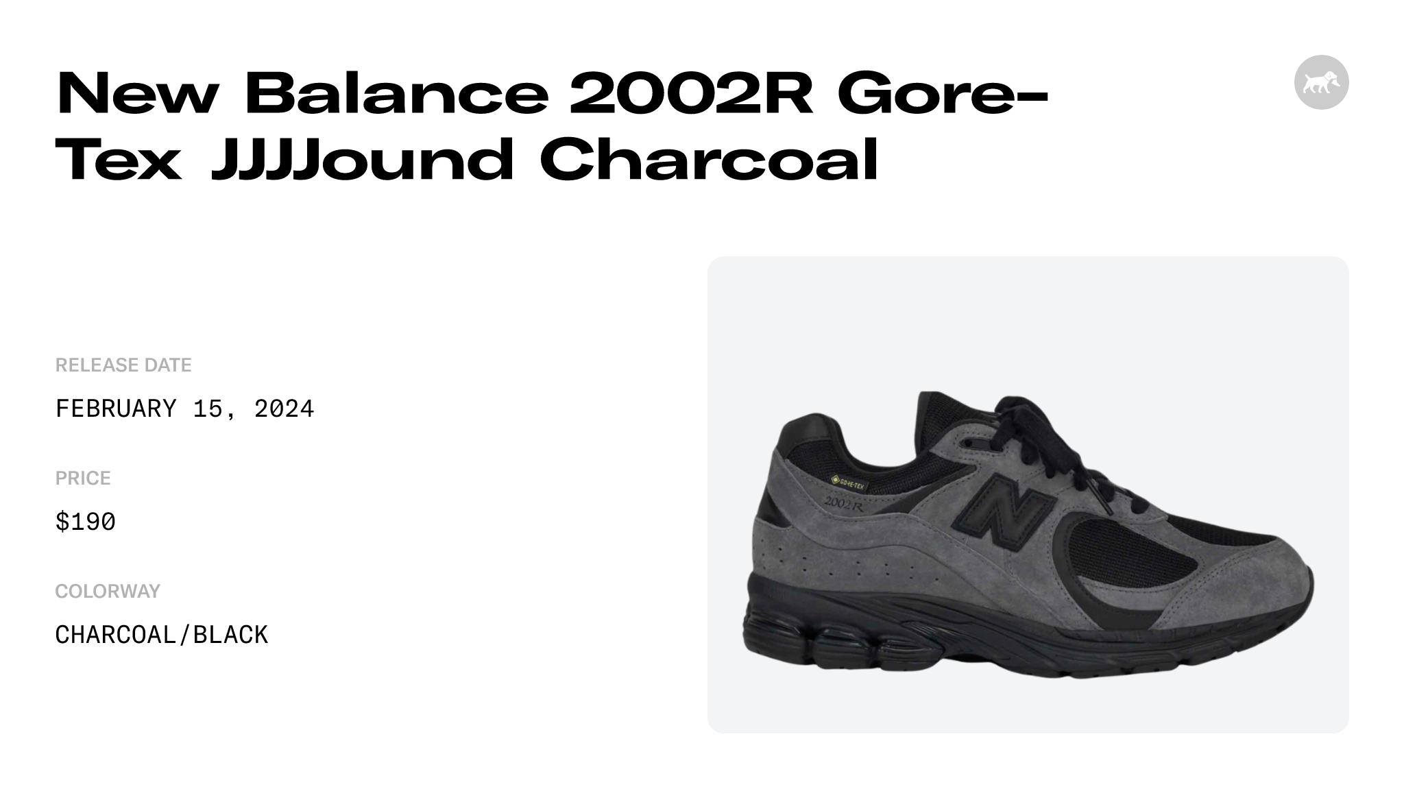 New Balance 2002R Gore-Tex JJJJound Charcoal - M2002RXZ Raffles