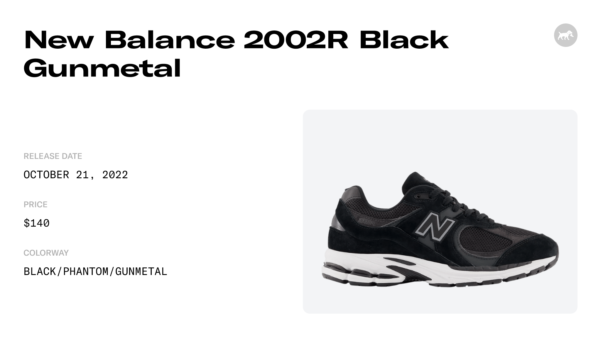 New Balance 2002R Black Gunmetal - M2002RBK Raffles and Release Date