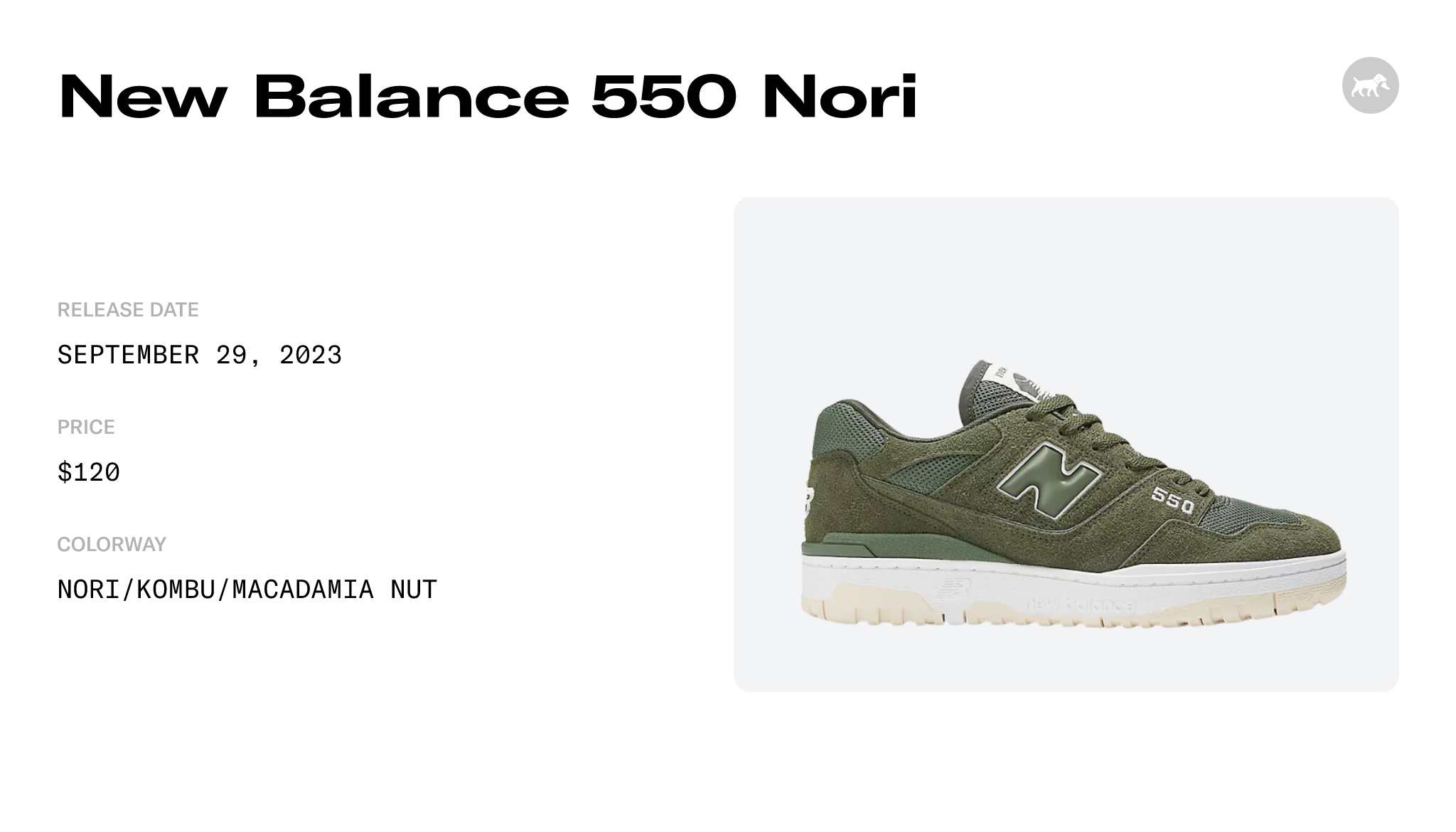 New Balance 550 Nori - BB550PHB Raffles and Release Date