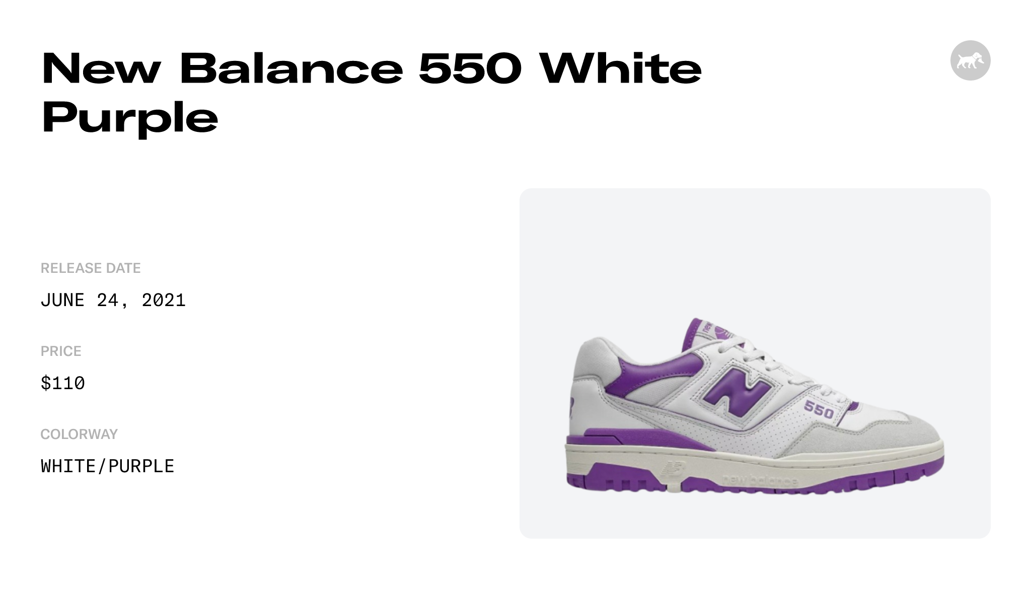New Balance 550 White Purple