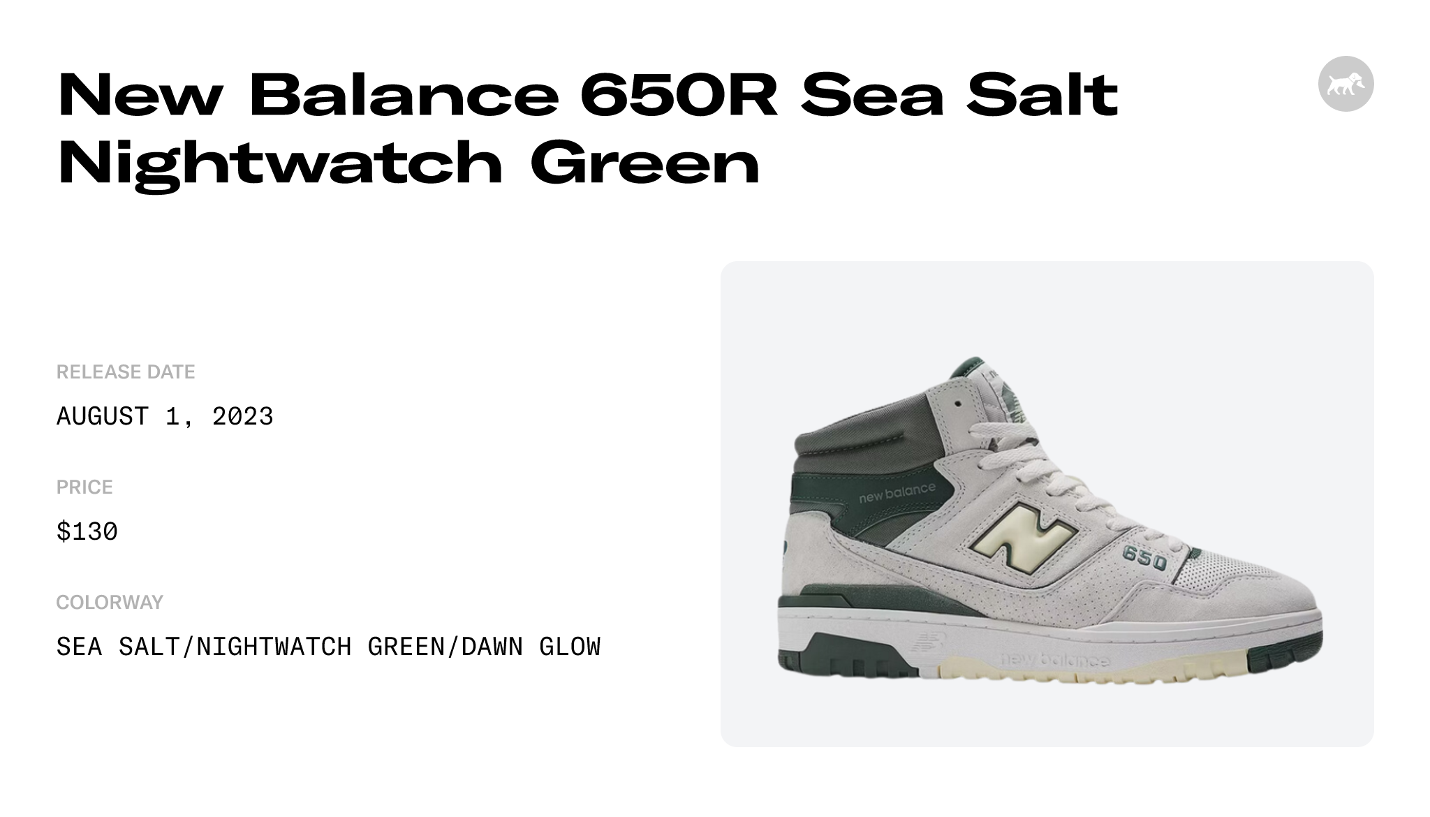 New Balance 650R Sea Salt Nightwatch Green - BB650RVG Raffles and