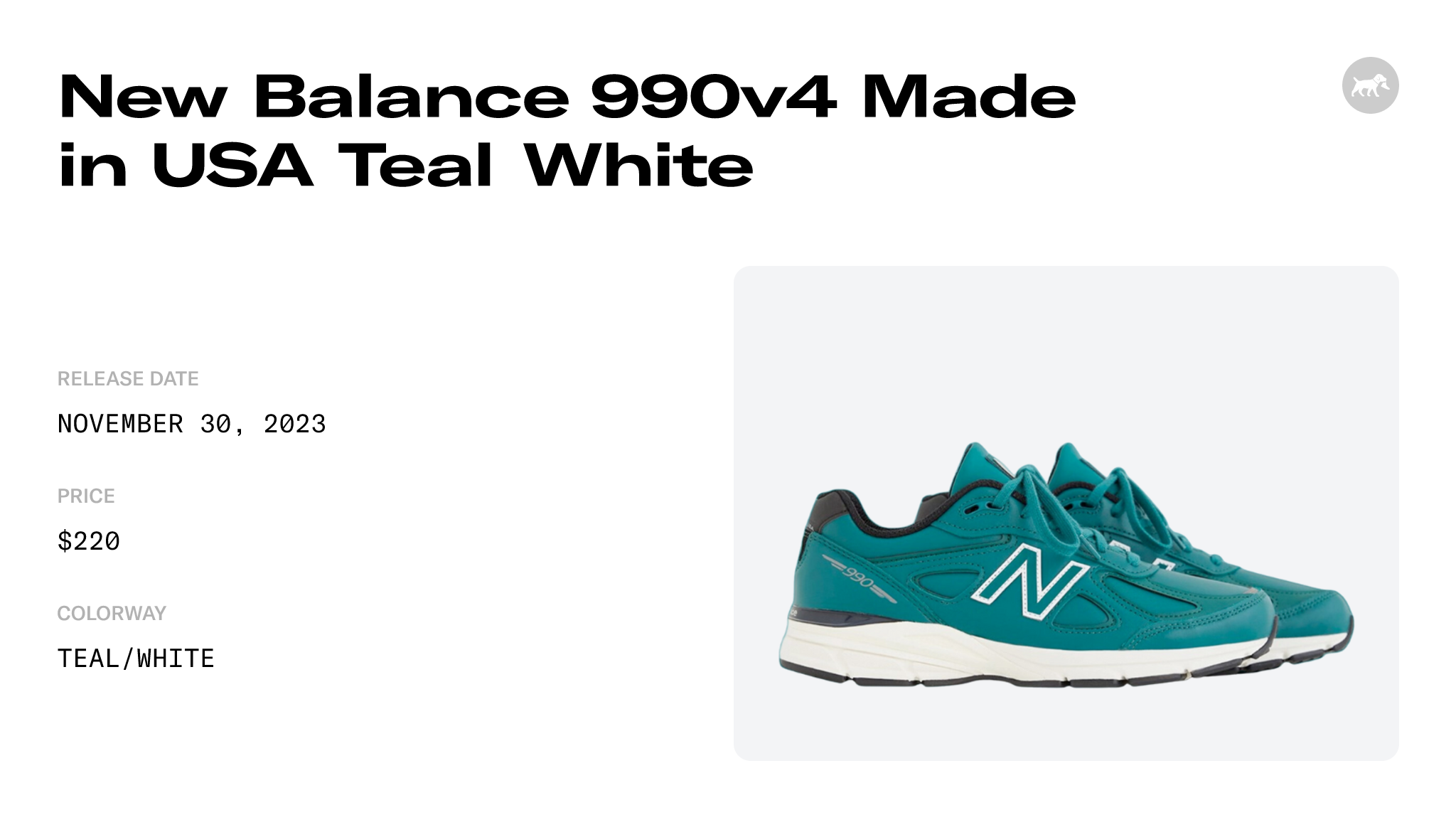 New Balance 990v4 Made in USA Teal White - U990TW4 Raffles and