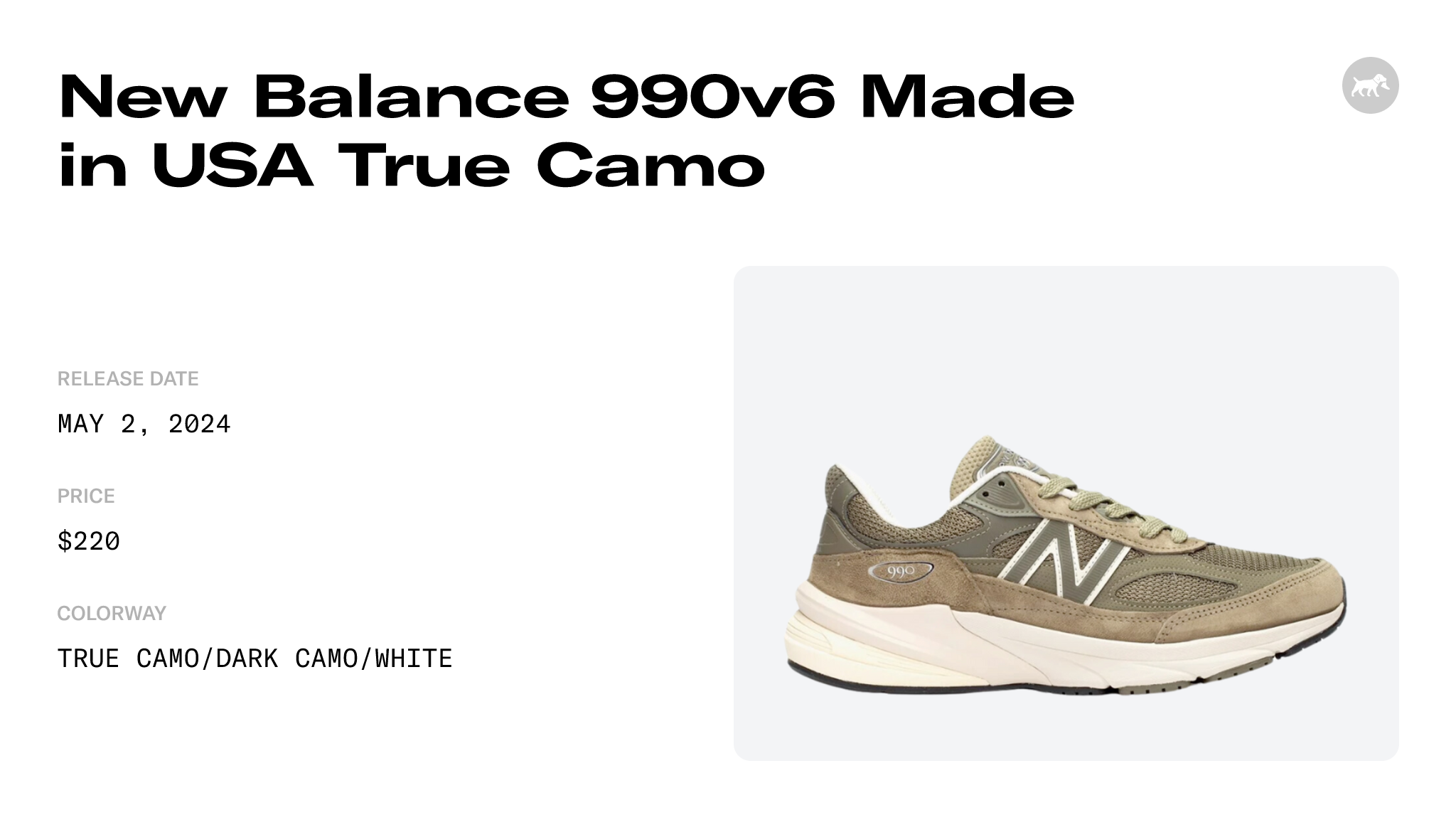New Balance 990v6 Made in USA True Camo - U990TB6 Raffles and Release Date