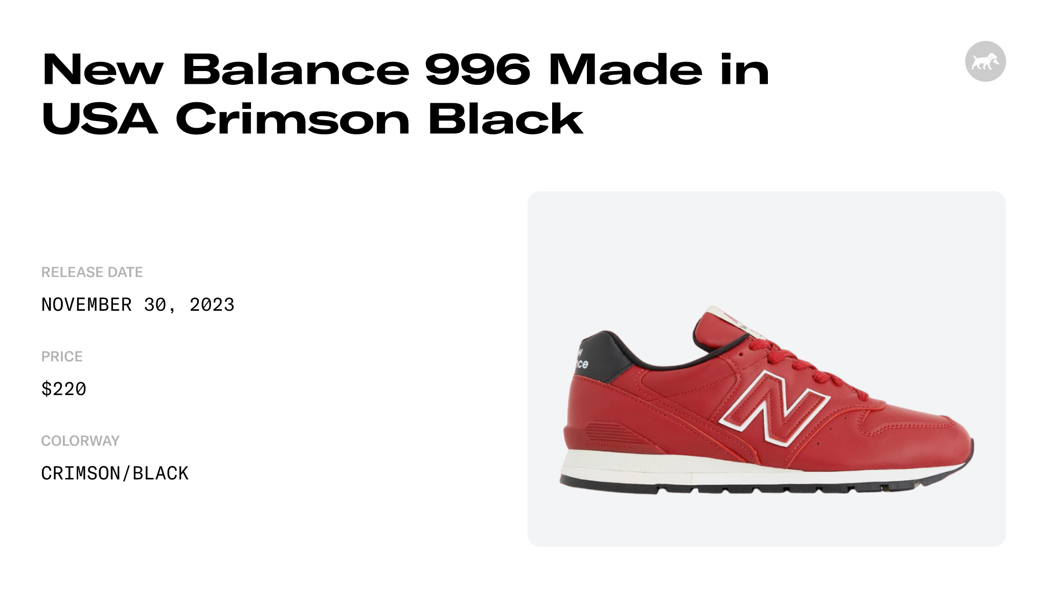 New Balance 996 Made in USA Crimson Black - U996RB Raffles and Release Date