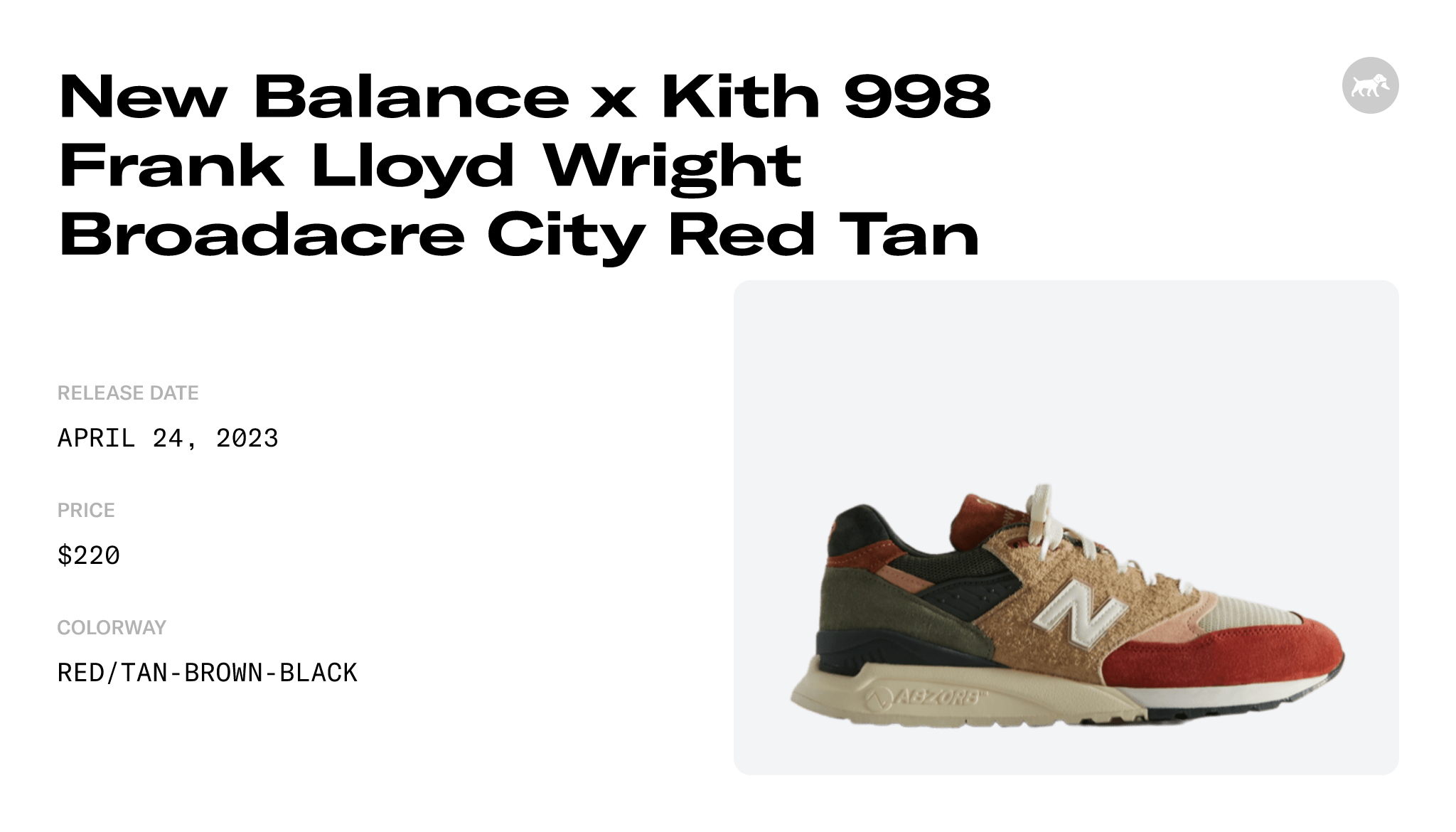New Balance x Kith 998 Frank Lloyd Wright Broadacre City Red Tan 
