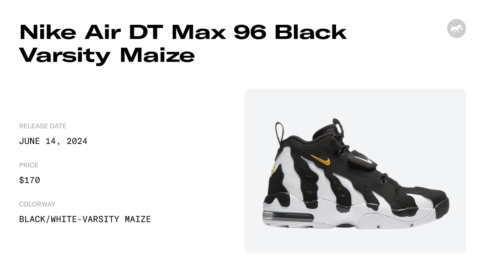 Nike Air DT Max 96 Black Varsity Maize - HM8249-001 Raffles and Release Date