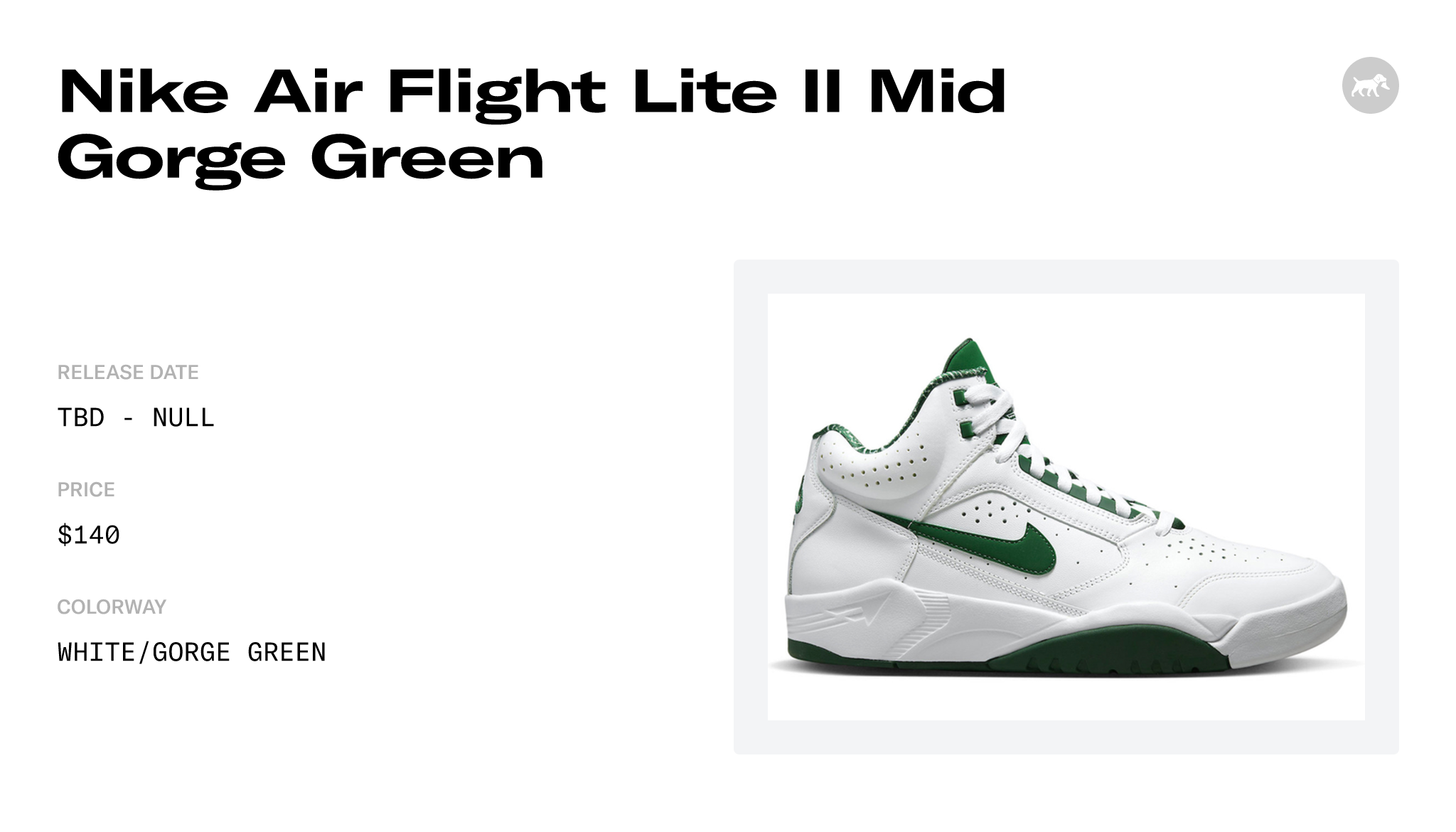 Nike Air Flight Lite II Mid Gorge Green - DJ2518-103 Release Info