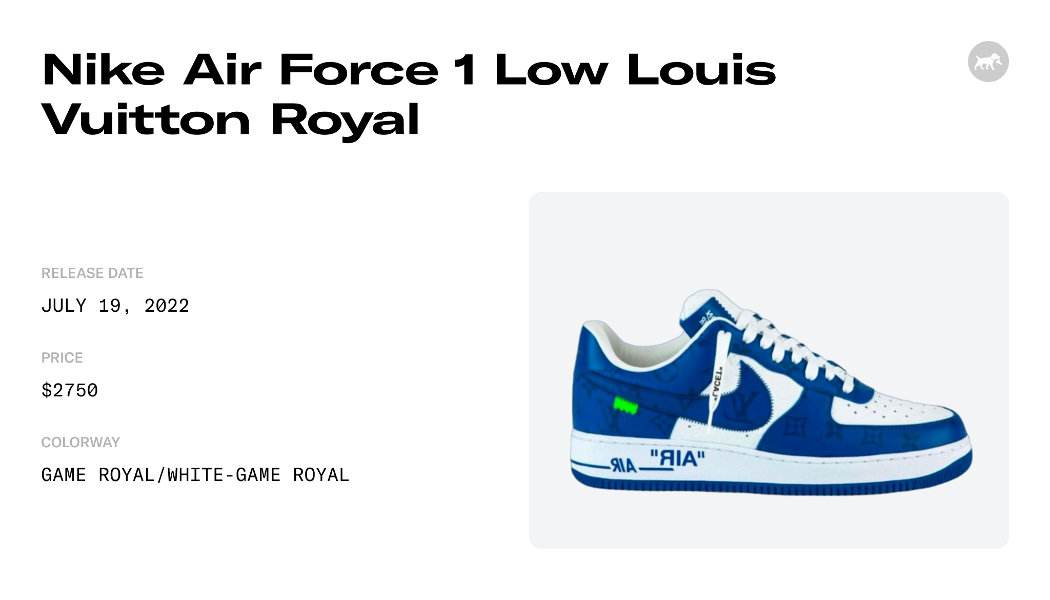 Louis Vuitton x Nike Air Force 1 Low 'White Team Royal', UK 8.5 | EU 42 2/3 | US 9