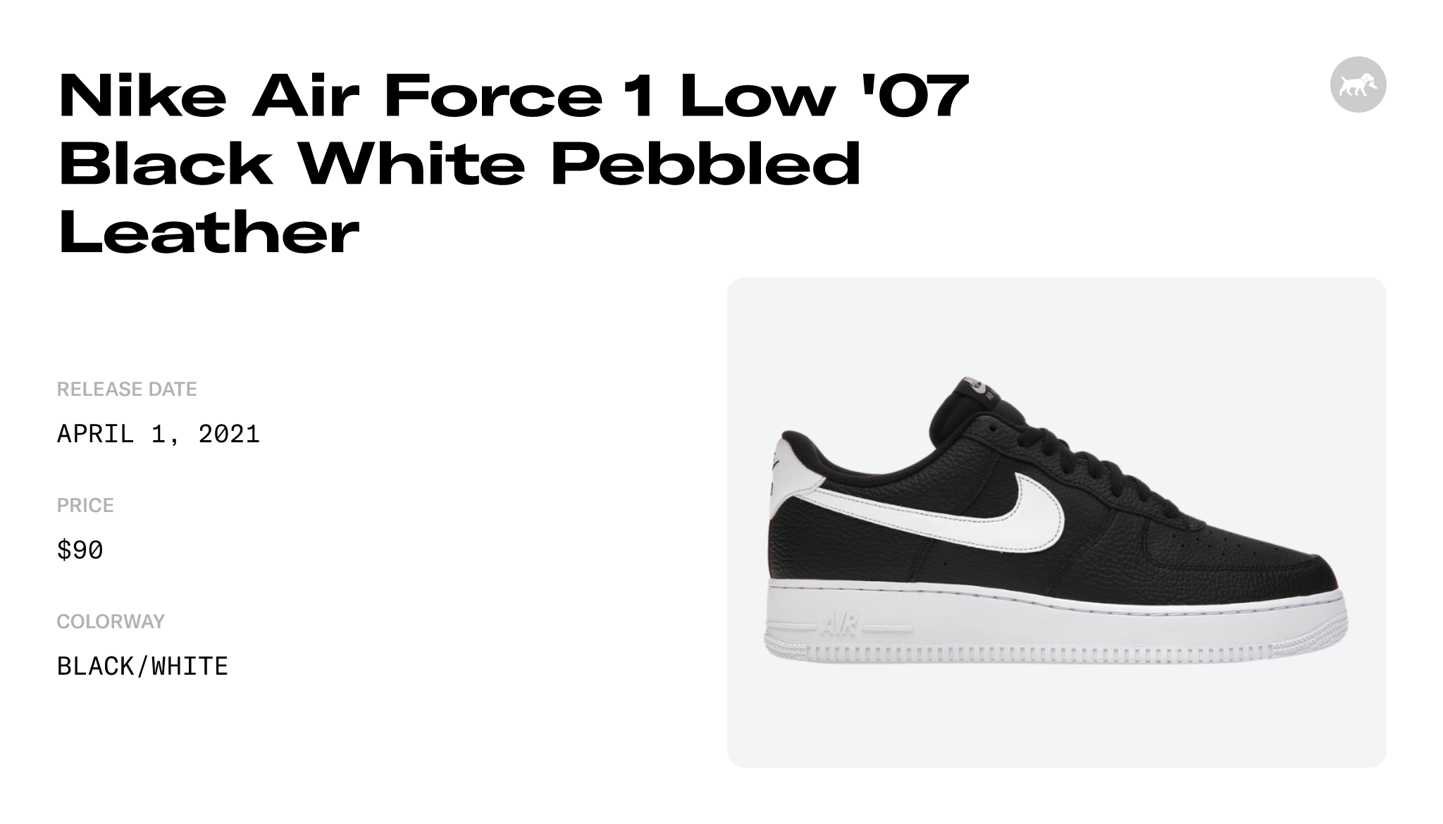 Nike Air Force 1 Low '07 White Black Pebbled Leather 2021 Mens CT2302-100  NEW