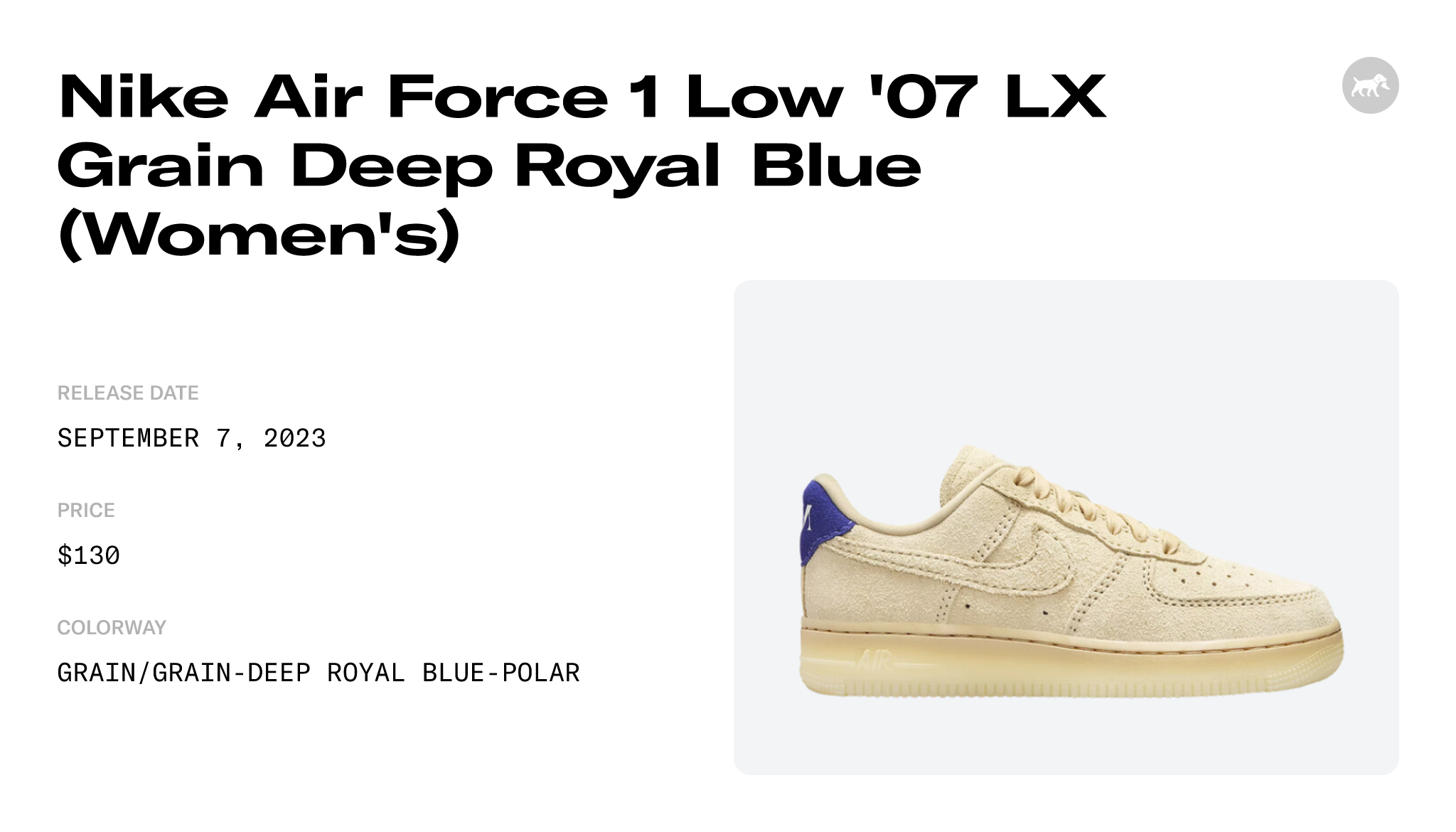 Nike Air Force 1 '07 Lx Sneaker in Grain, Deep Royal Blue, & Polar