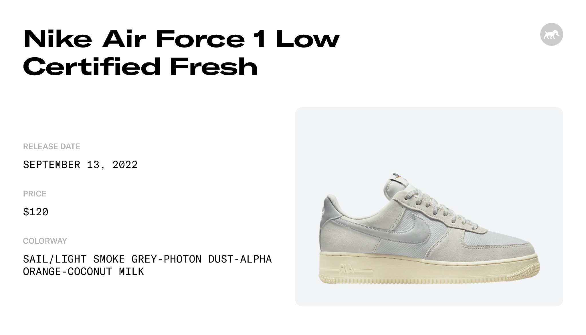 Nike Air Force 1 Low Certified Fresh Sail Light Smoke Grey Photon