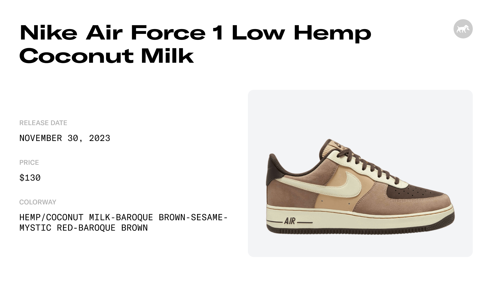 Size 13 - Nike Air Force 1 '07 LV8 EMB Low Hemp Coconut Milk