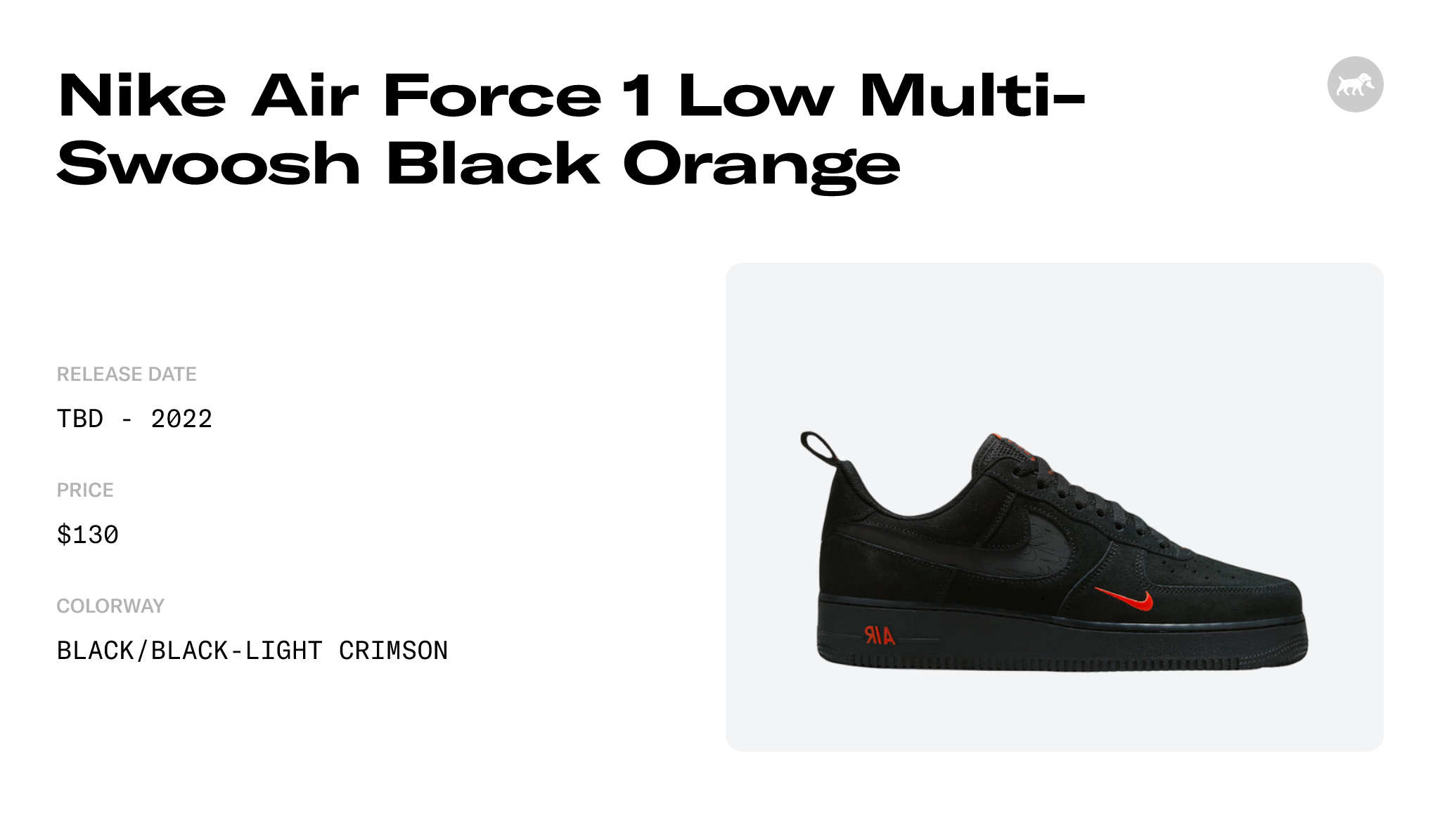 Nike Air Force 1 Low Multi-Swoosh Black Orange Raffles and Release Date