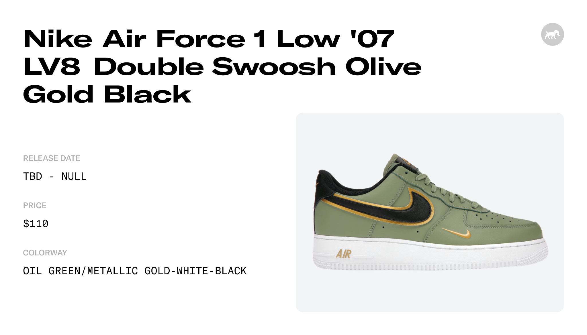 Nike Air Force 1 07 Lv8 DA8481-300 Oil Green Black Metallic Gold