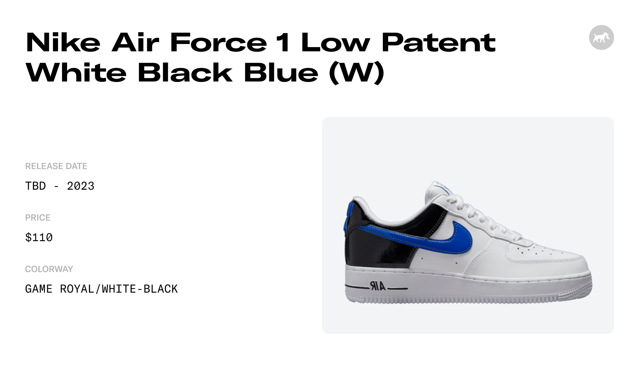 Nike Air Force 1 Low Patent White Black Blue (W) - DQ7570-400