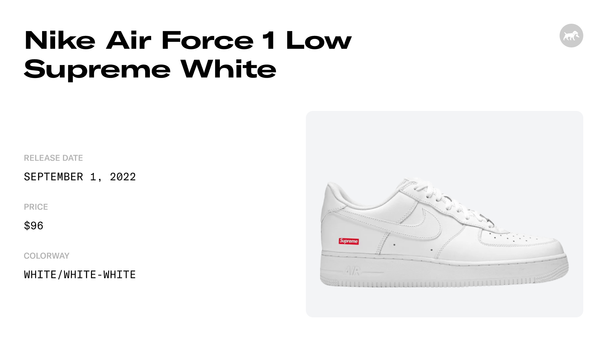Supreme x Nike Air Force 1 Low White CU9225-100 