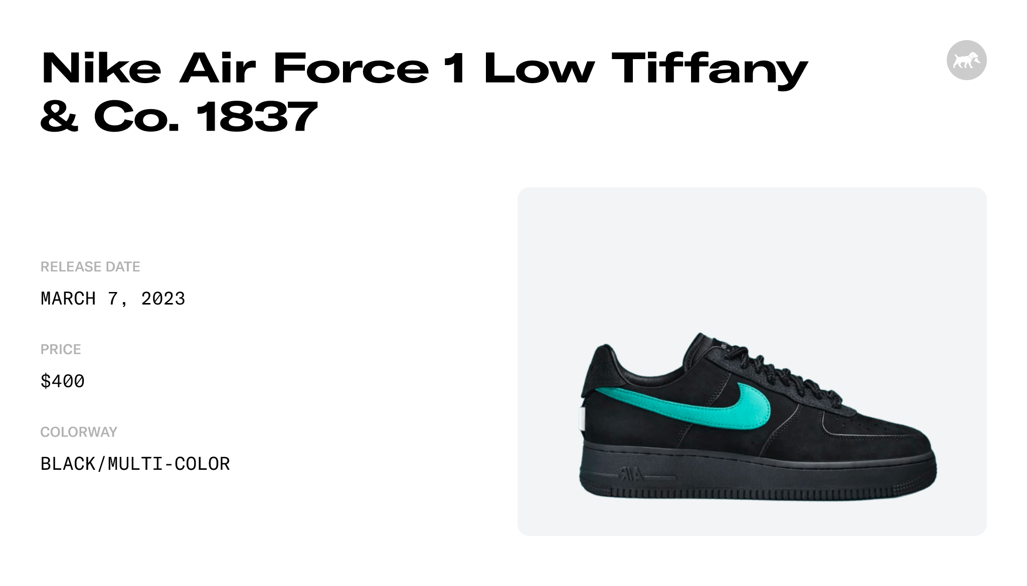 Tiffany & Co. x Nike Air Force 1 Low Black DZ1382-001