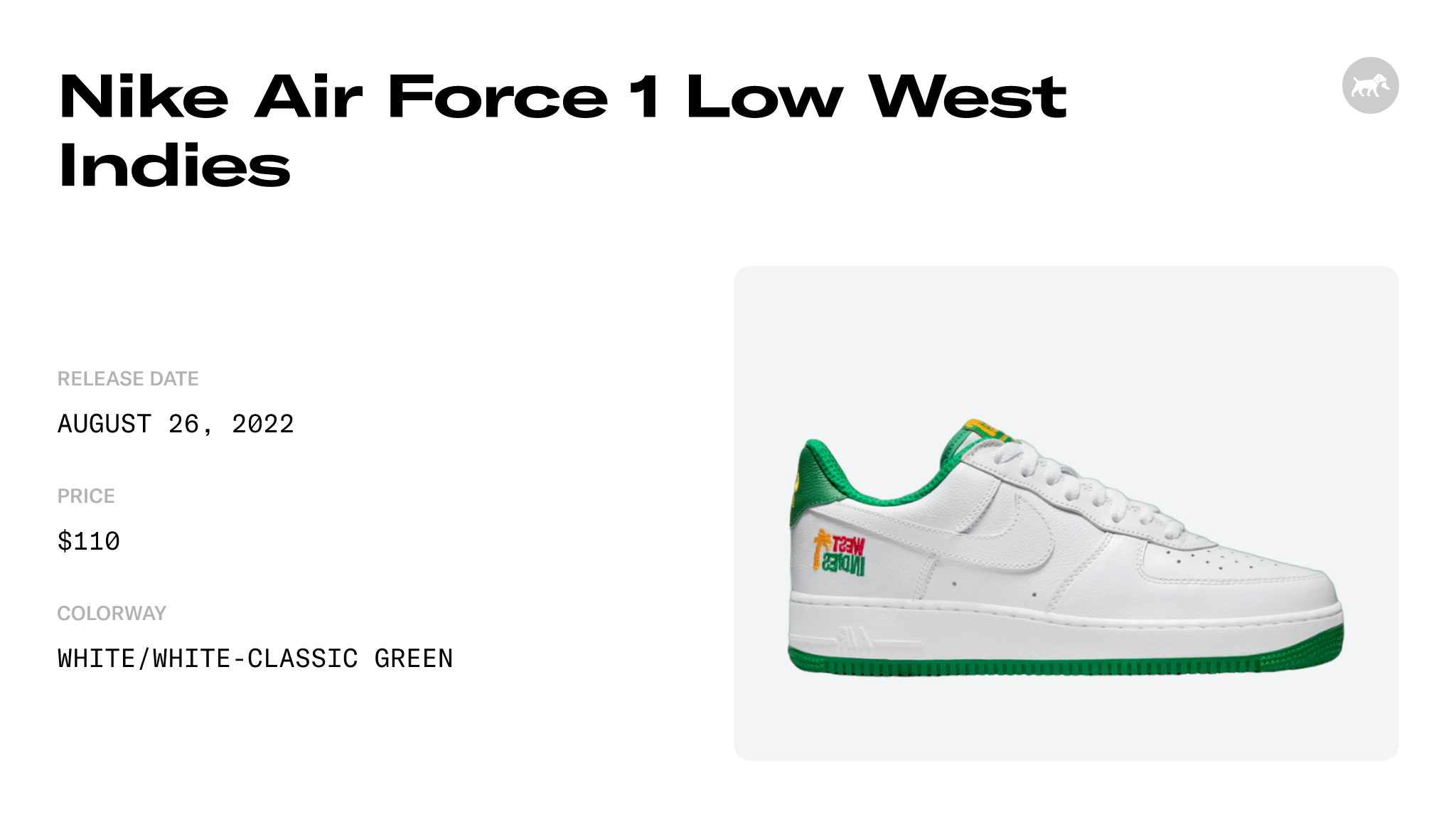 Nike Air Force 1 Low West Indies - DX1156-100 Raffles and Release Date