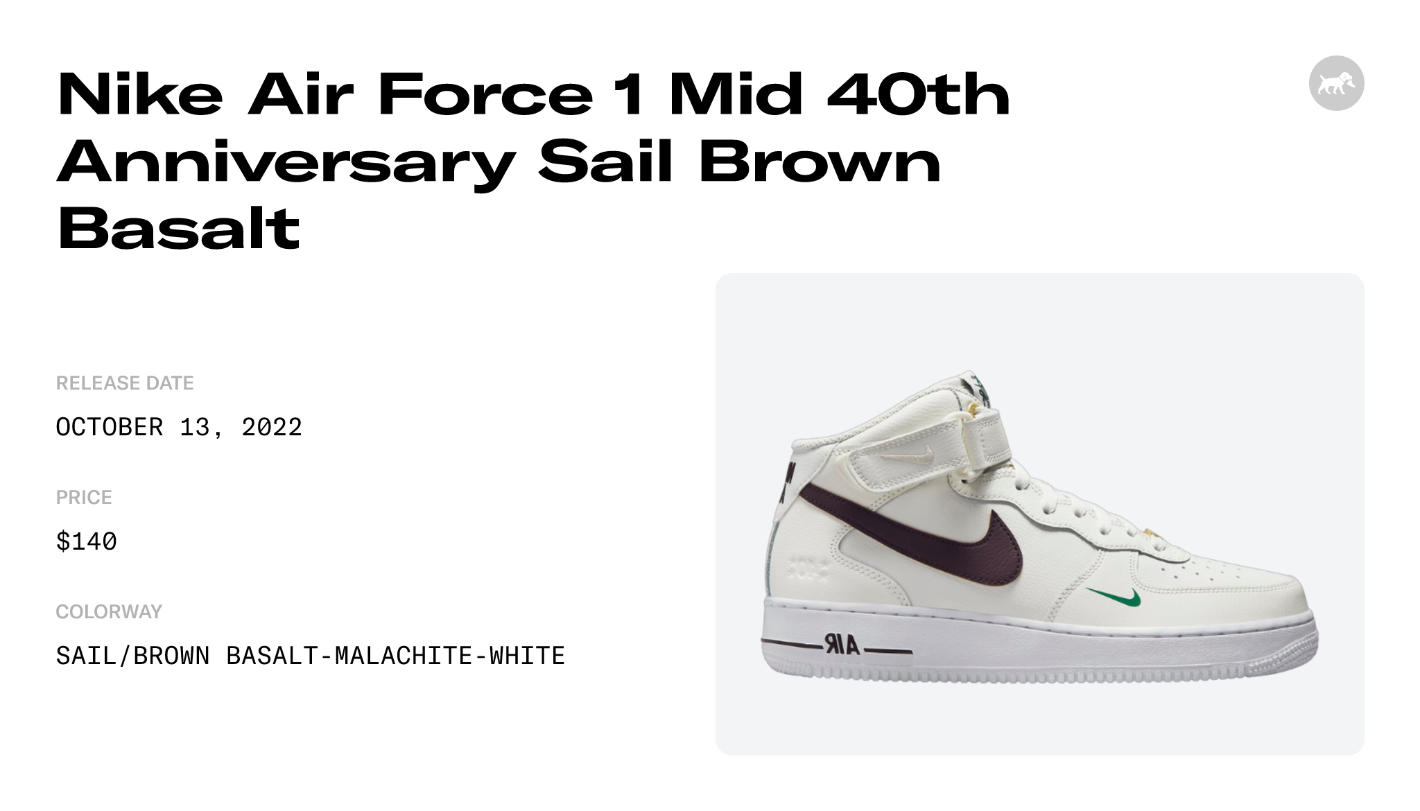 Nike Air Force 1 Mid '07 LV8 '40th Anniversary - Sail Brown Basalt' DR -  KICKS CREW