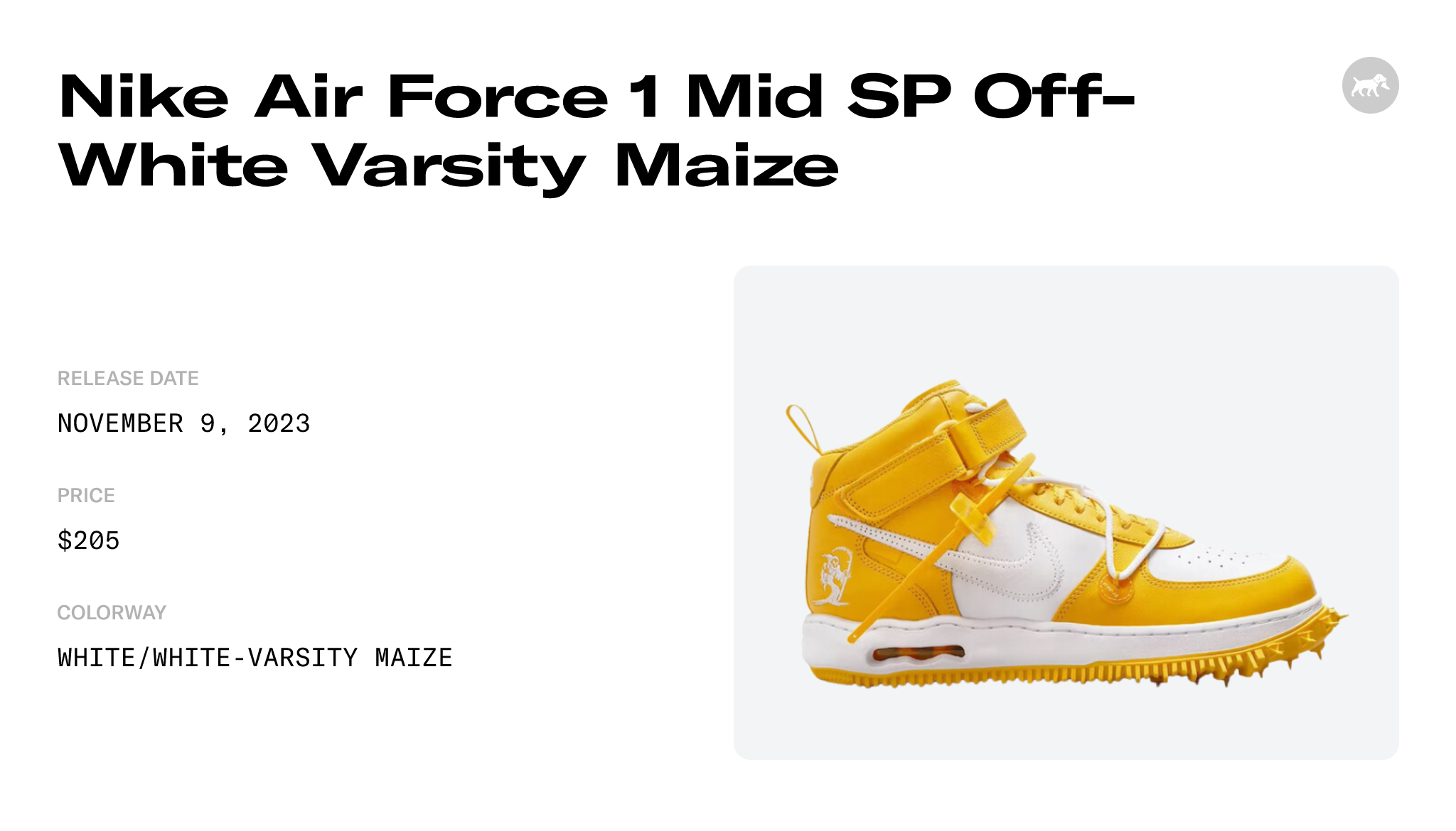 Air Force 1 Mid x Off-White™ 'White and Varsity Maize' (DR0500-101) release  date. Nike SNKRS CA