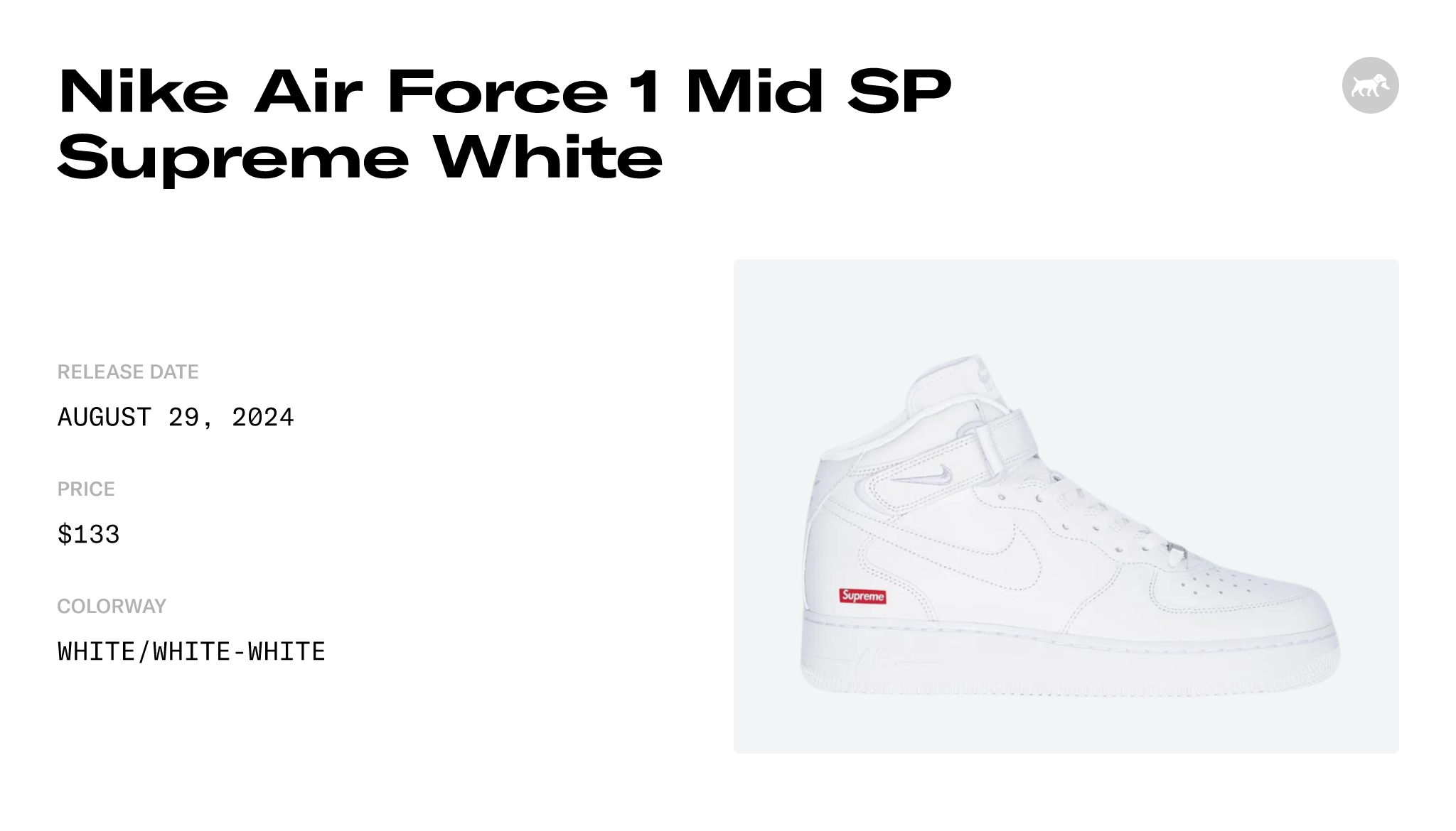 Nike Air Force 1 Mid SP Supreme White - FZ8784-100