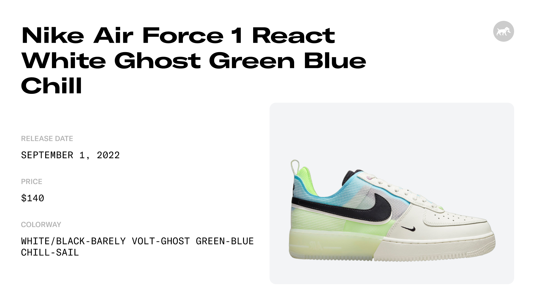 Nike Air Force 1 Mid React sneakers in sail white, black and ghost green