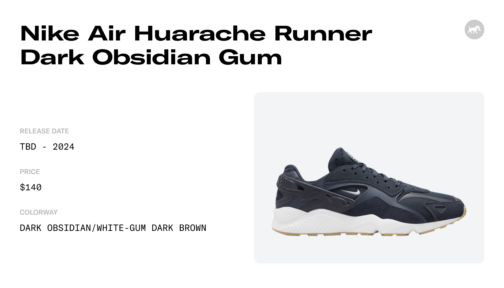 Nike Air Huarache Runner Dark Obsidian Gum - DZ3306-400 Raffles and ...