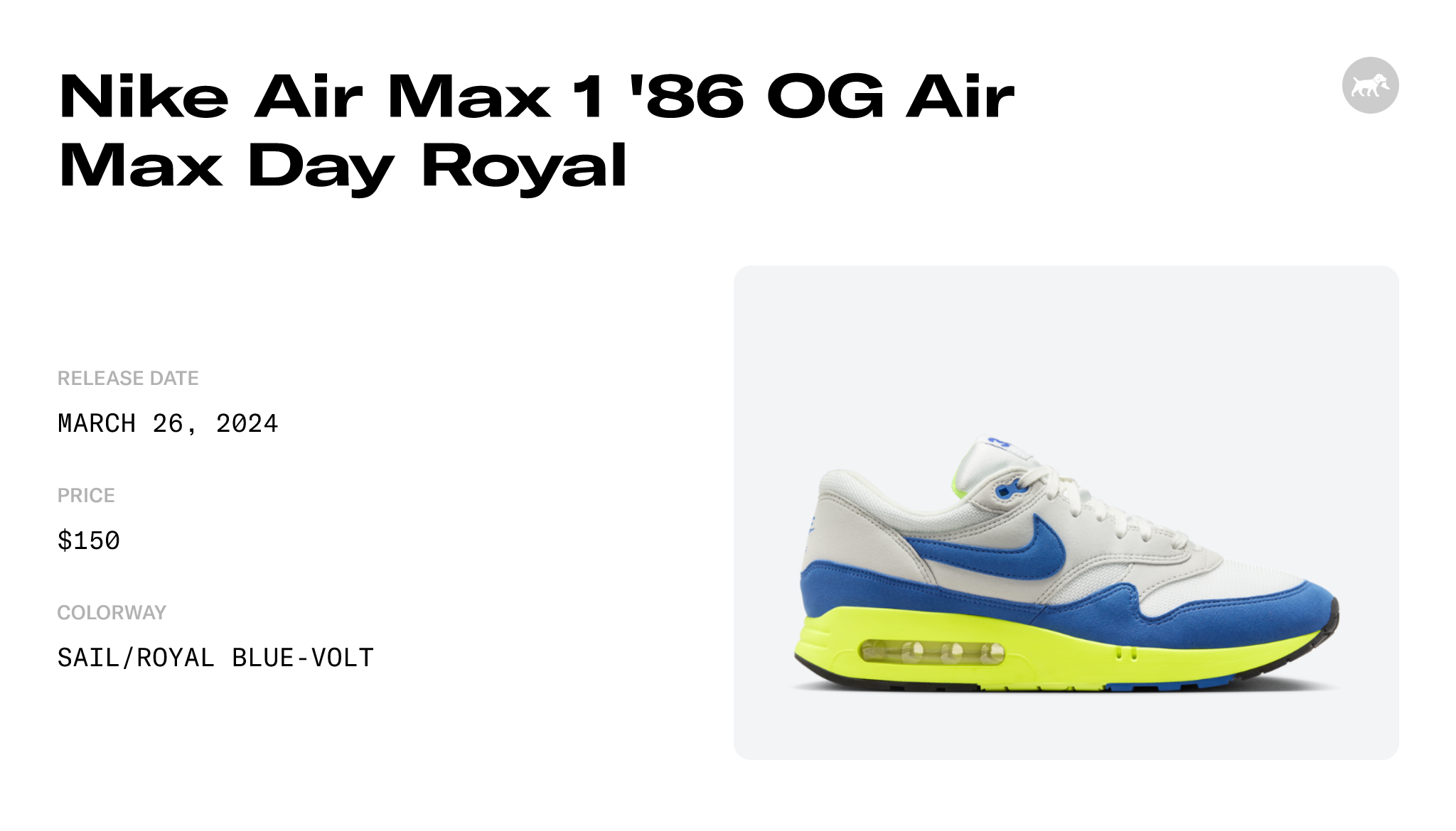 Nike Air Max 1 '86 OG Air Max Day Royal - HF2903-100 Raffles
