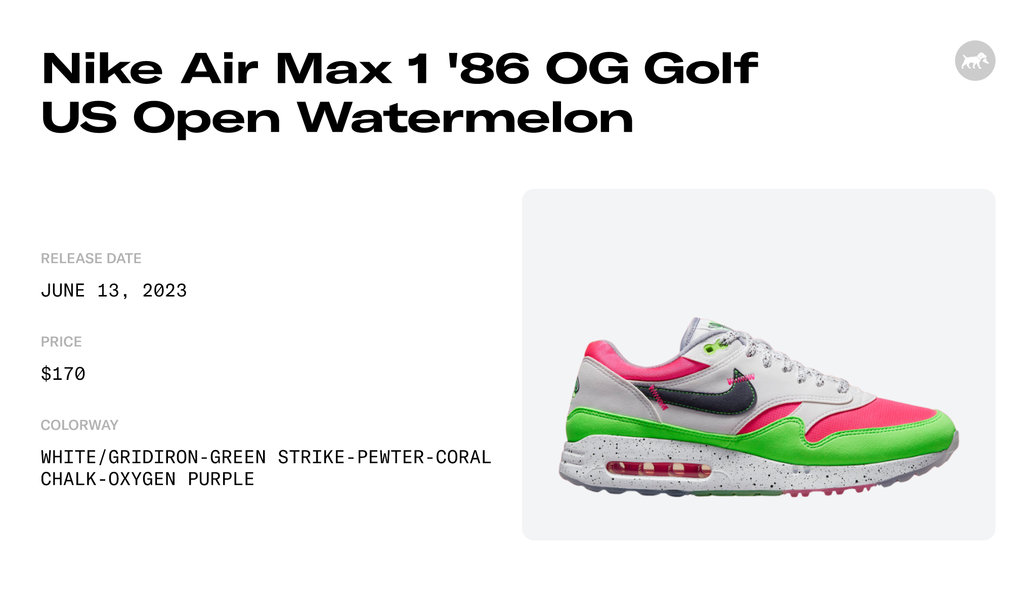 Nike Air Max 1 '86 OG Golf US Open Watermelon - DX8436-103