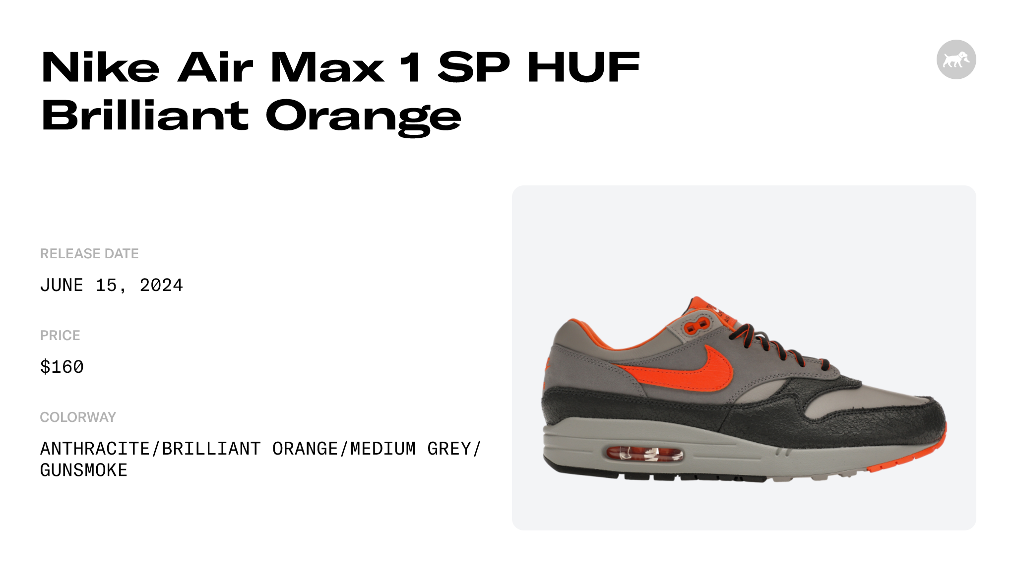 Nike Air Max 1 SP HUF Brilliant Orange - HF3713-001 Raffles