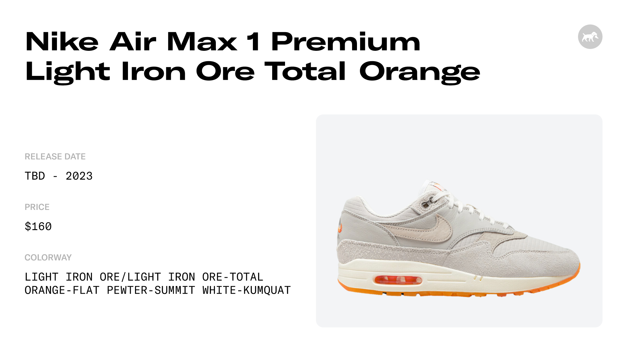 Nike Air Max 1 Premium Light Iron Ore Total Orange - FQ8731-012 Release ...