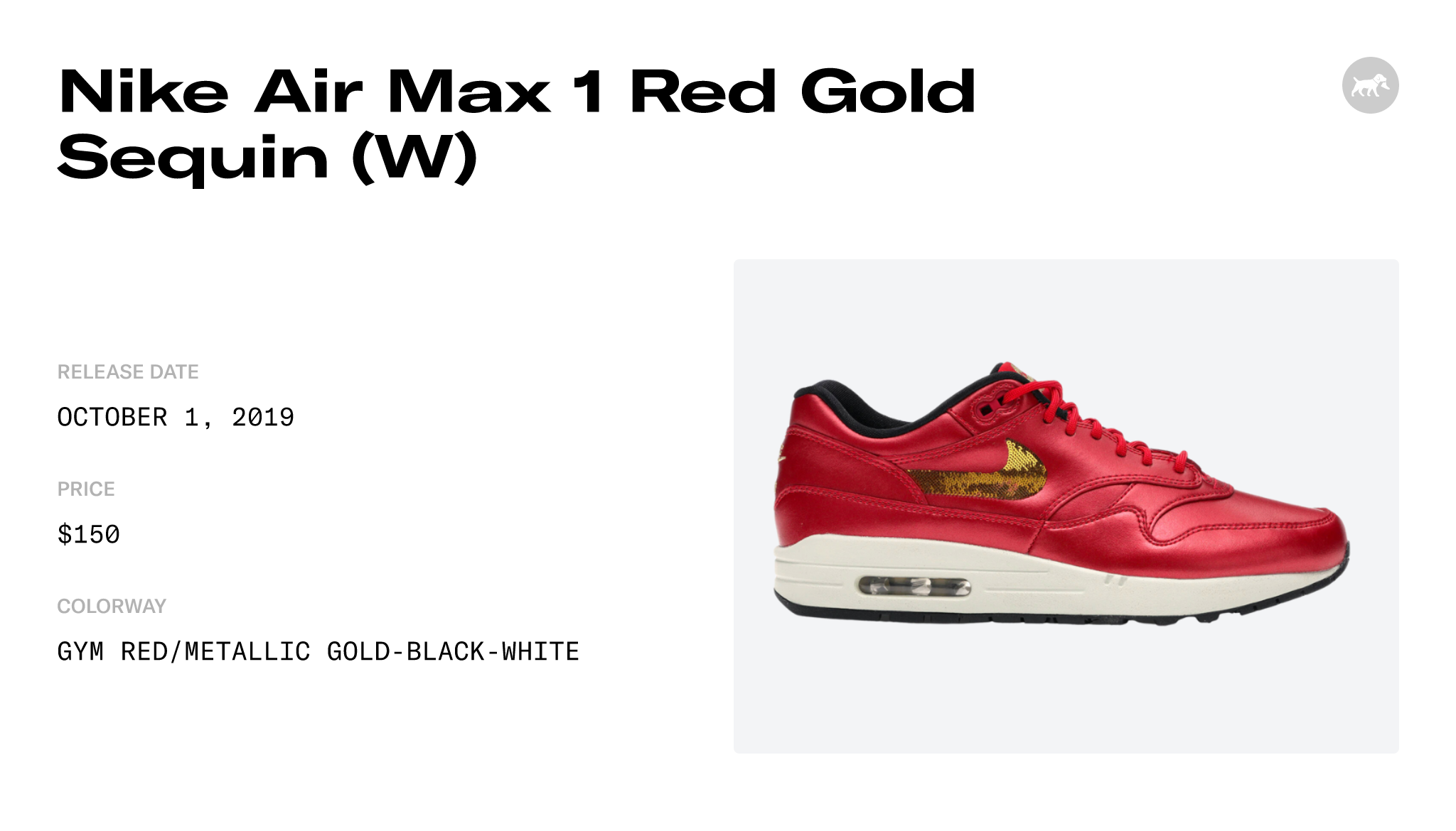 Nike Air Max 1 Red Gold Sequin W CT1149 600 Raffles