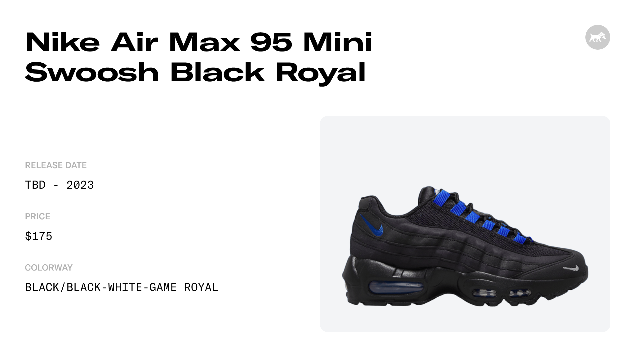 Size 8M - NEW Nike Air Max 95 'Double Swoosh - Black Game Royal