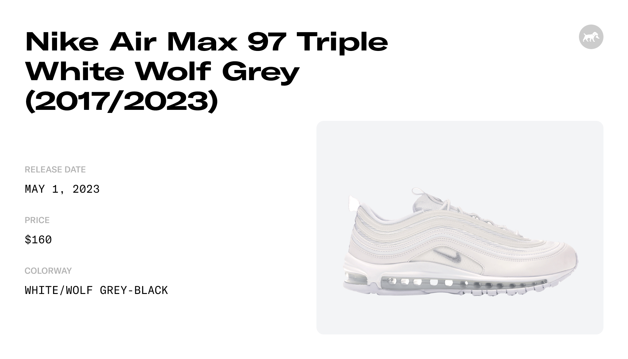 Nike Air Max 97 Triple White Wolf Grey (2017/2023) Men's - 921826-101 - US