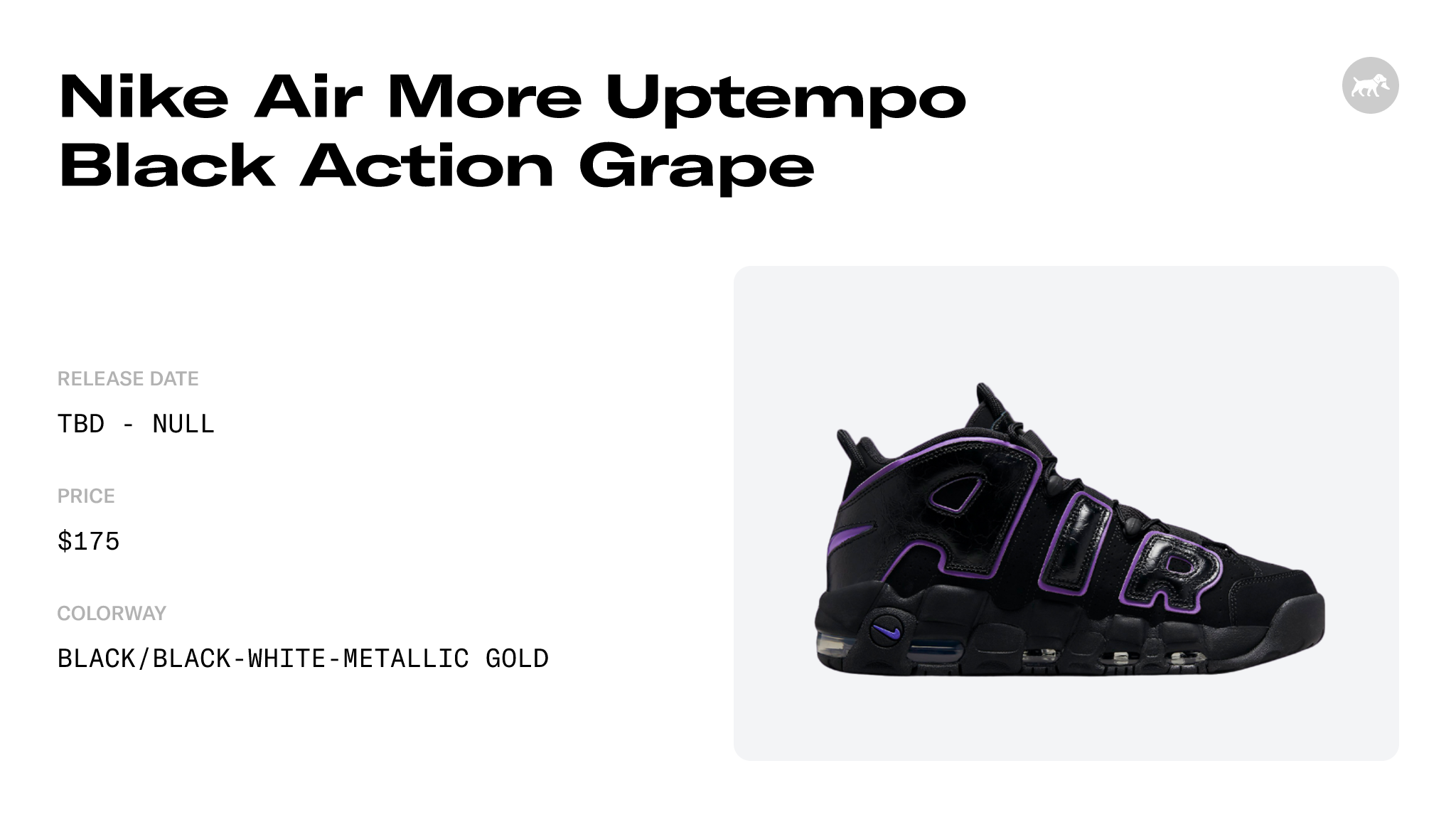 Nike Air More Uptempo 96 Black Action Grape White Metallic Gold DV1879-001  Mens