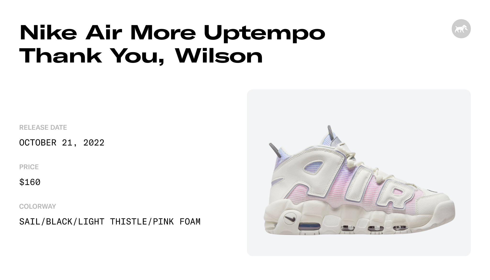 Nike Air More Uptempo 96 QS Thank You, Wilson (GS) Kids' - DQ0514-100 - US