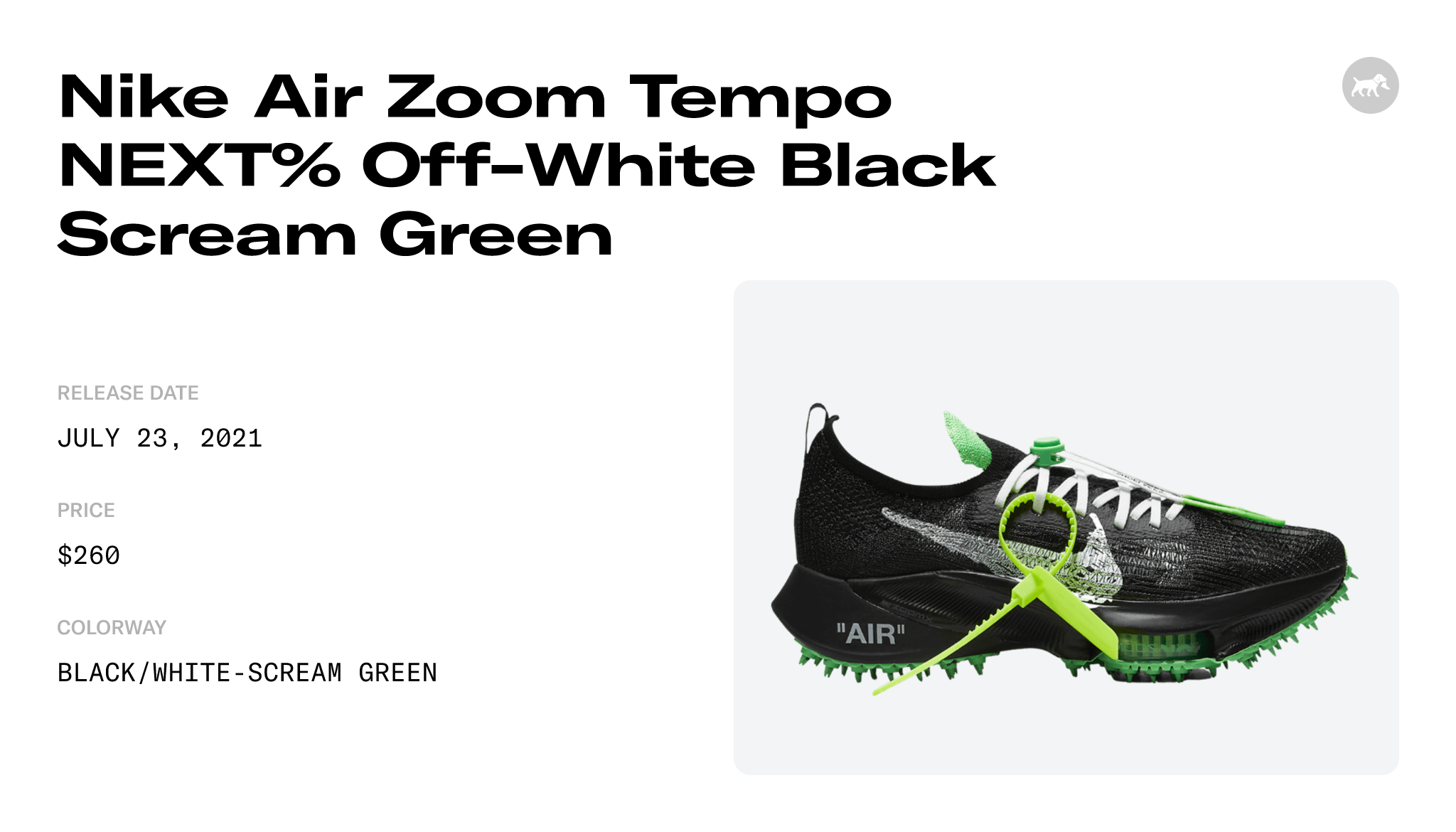 Nike Air Zoom Tempo NEXT% Off-White Black Scream Green - CV0697-001 Raffles  and Release Date