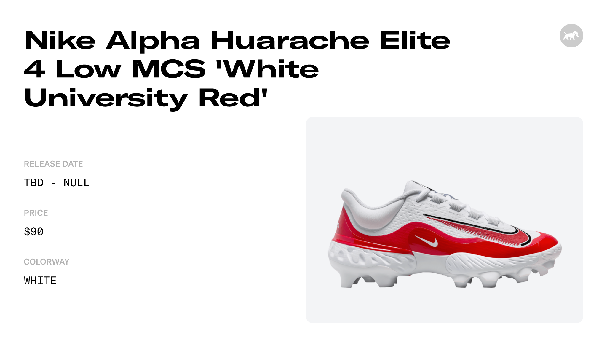 Nike Alpha Huarache Elite 4 Low MCS Baseball Cleats.. Wolf Grey.. Size 13