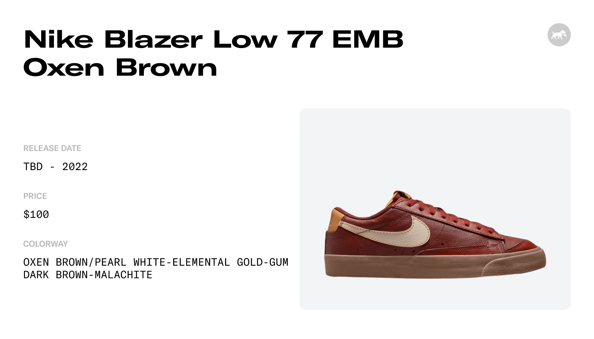 Nike Blazer Low 77 EMB Oxen Brown - DQ7670-200 Raffles and Release