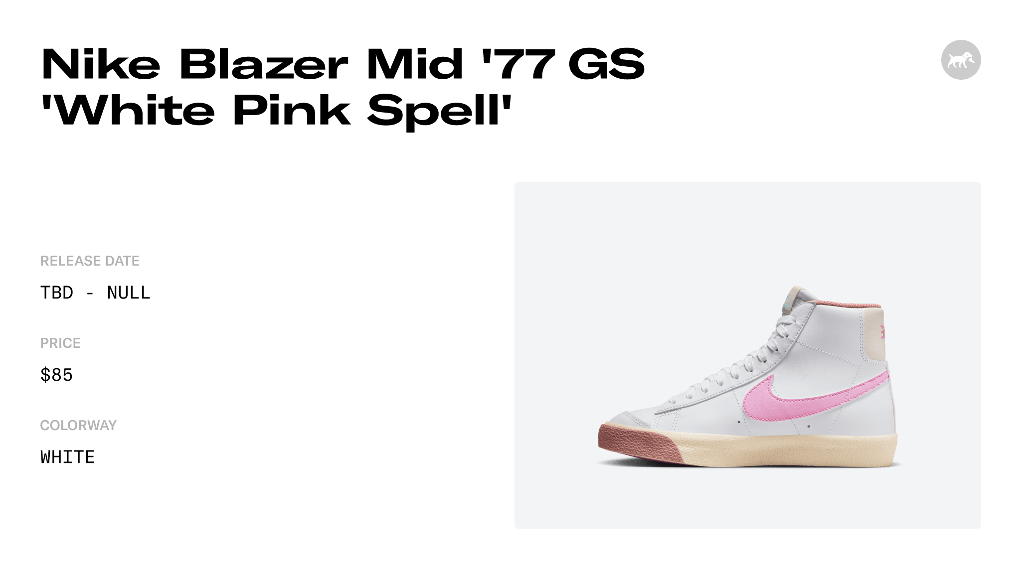 Nike Blazer Mid '77 GS 'White Pink Spell' - DZ2900-100 Release Info