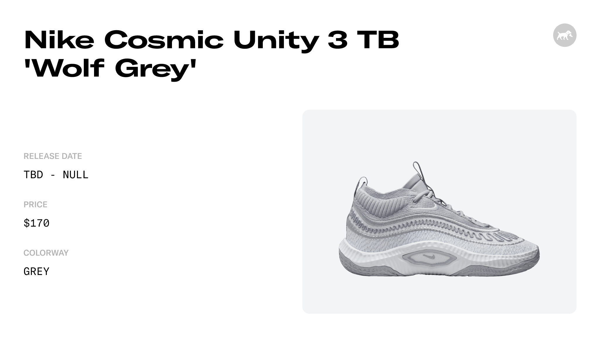 Nike Cosmic Unity 3 TB 'Wolf Grey' - DZ2906-001 Raffles and Release Date