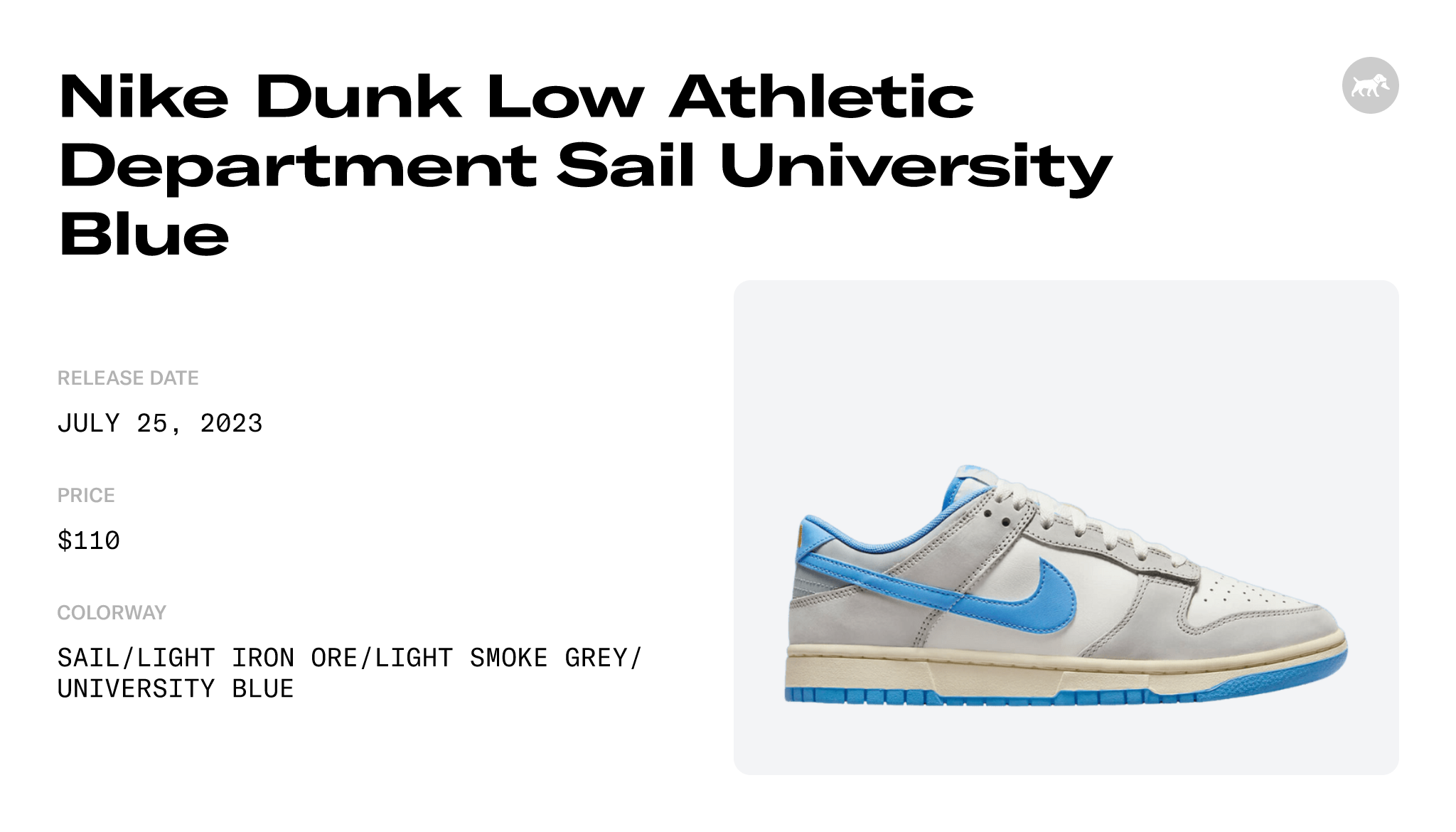 The Nike Dunk Low Athletic Department Sail University Blue Releases July 25