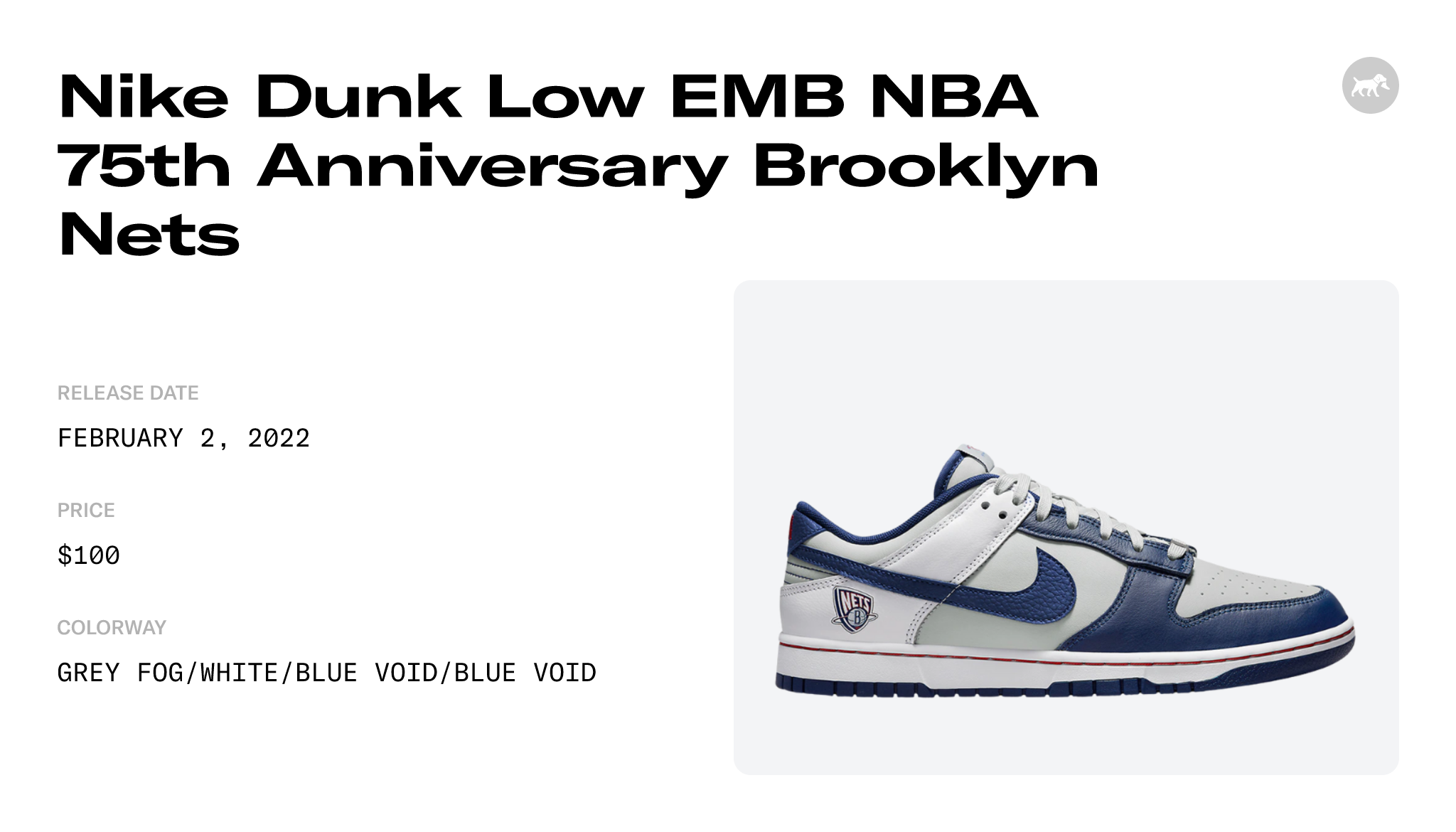 Nike Dunk Low EMB NBA 75th Anniversary Brooklyn Nets Men's - DD3363-001 - US