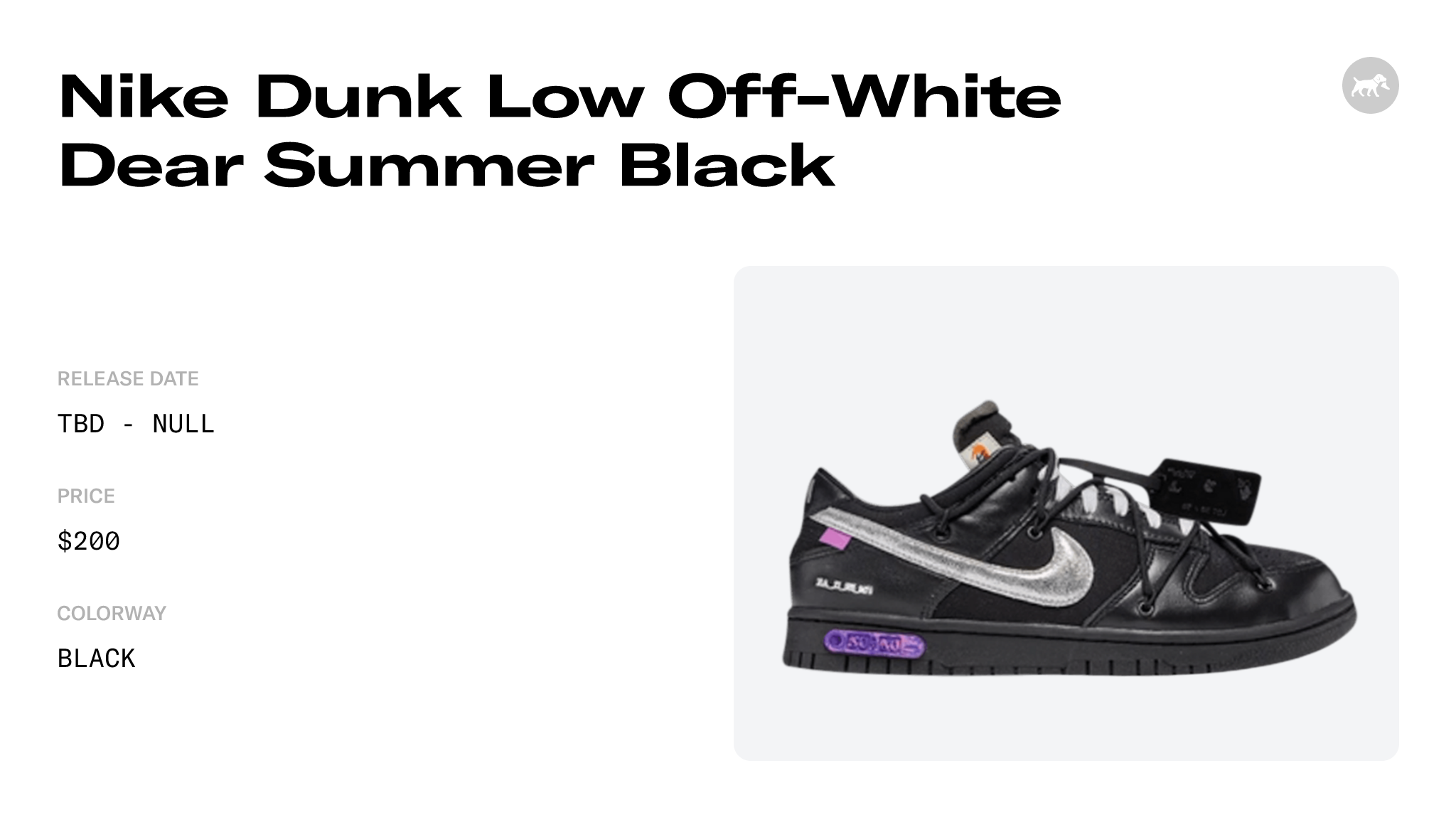Nike Dunk Low Off-White Dear Summer Black Raffles and Release Date