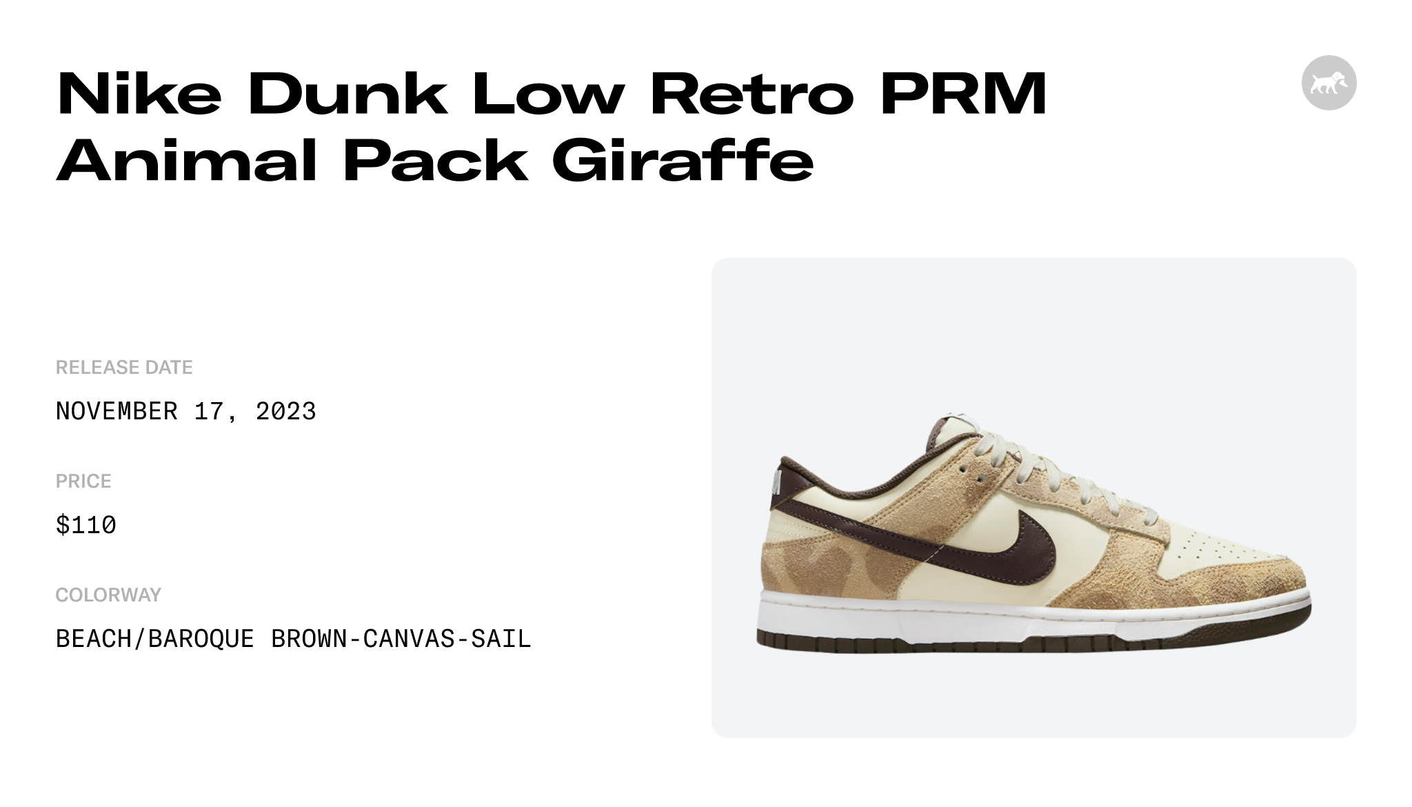 Nike Dunk Low Retro PRM Animal Pack Giraffe/Cheetah Men's - DH7913-200 - US