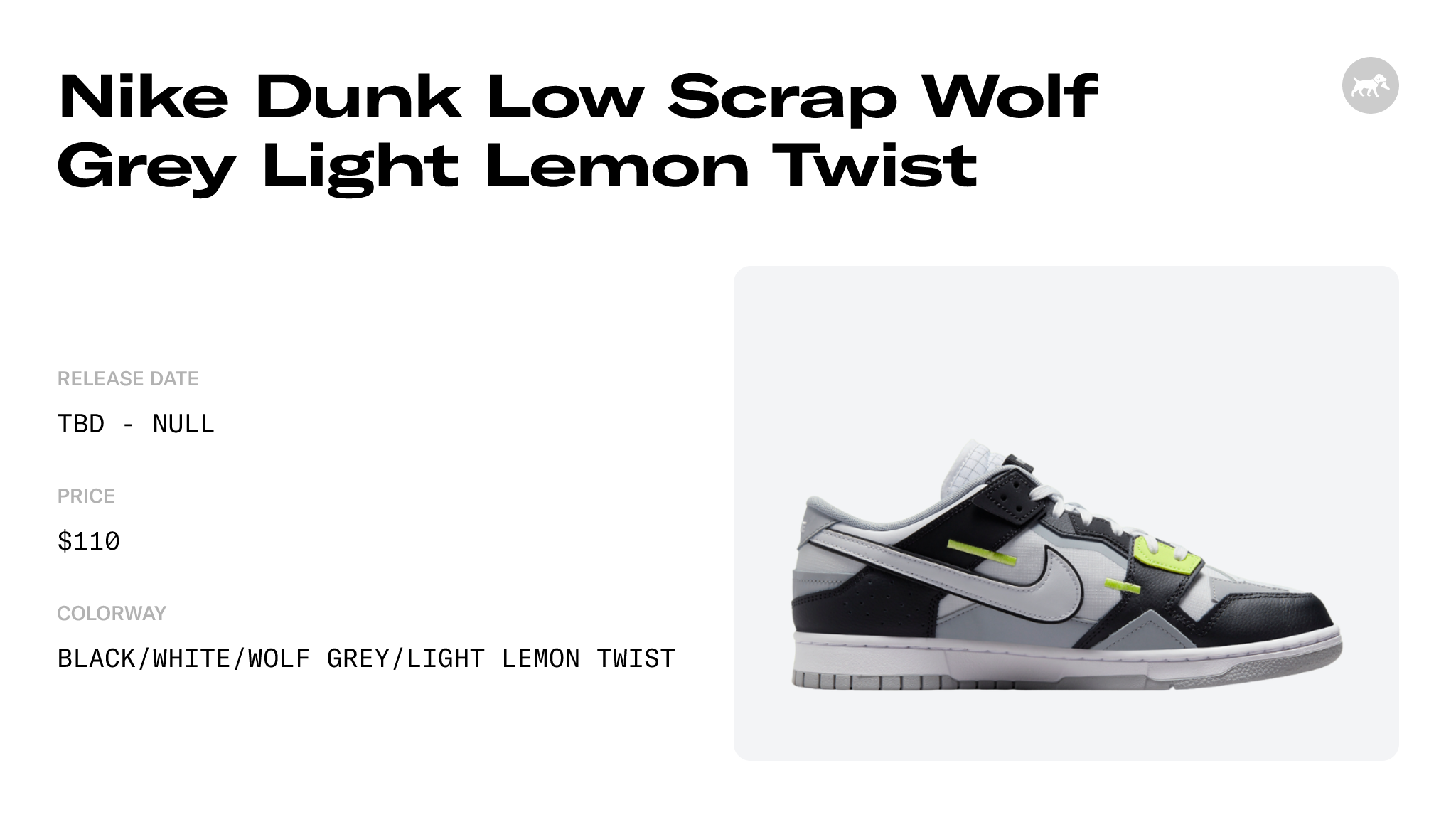 Nike Dunk Low Scrap Wolf Grey Light Lemon Twist - DC9723-001