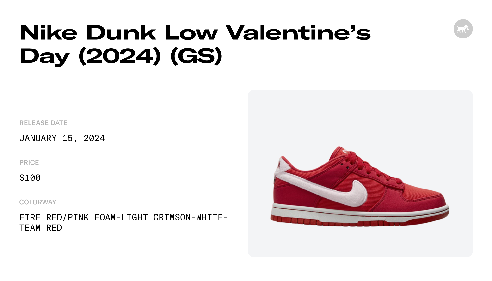Nike Dunk Low Valentine's Day (2024) (GS) - FZ3548-612 Raffles and ...