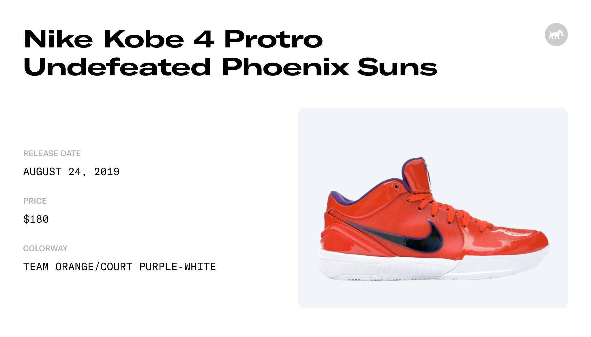 Nike Kobe 4 Protro Undefeated Phoenix Suns - CQ3869-800 Raffles and Release  Date